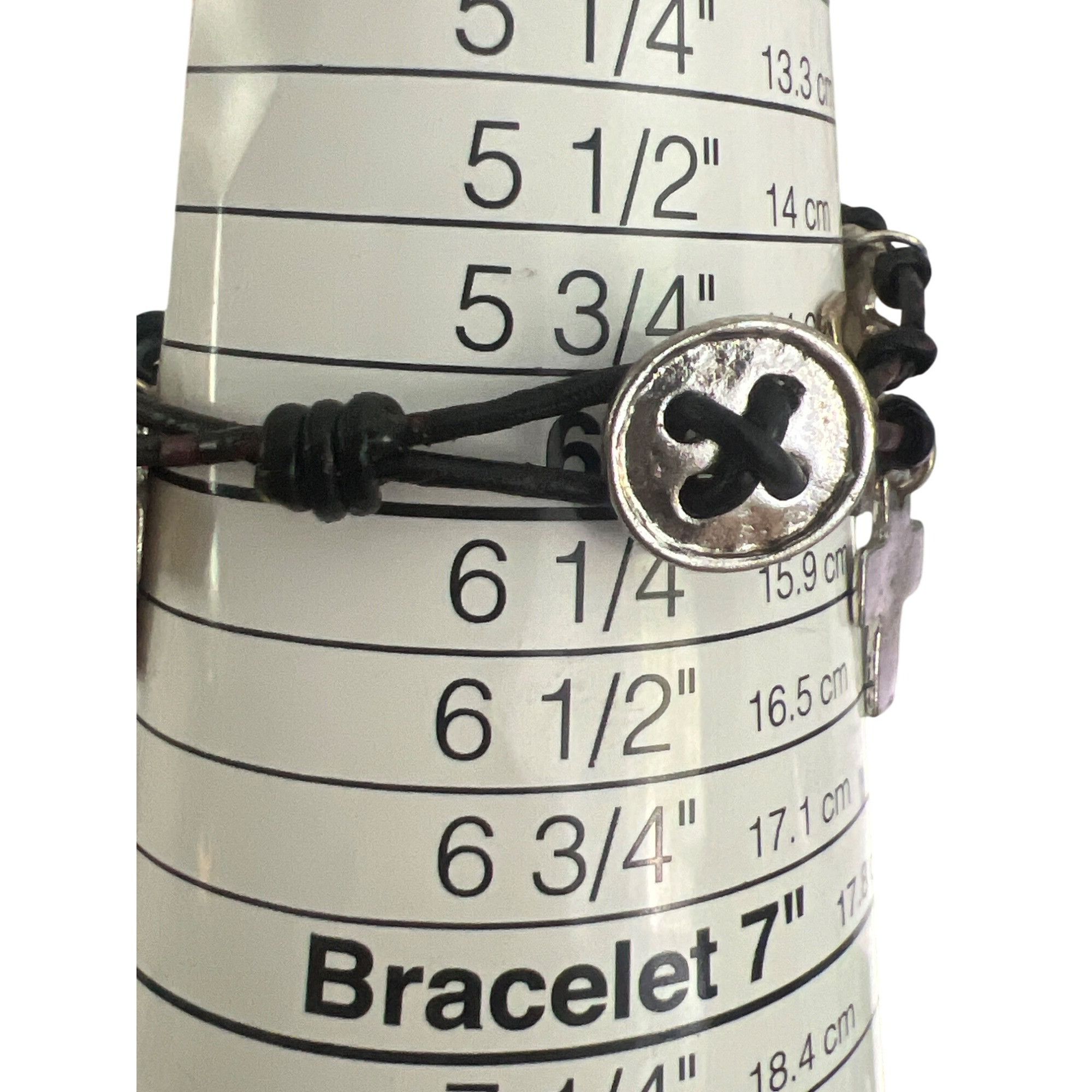 Other Double Leather Strand Bracelet Silver Gold Tone Cross Dangle Size ONE SIZE - 4 Thumbnail