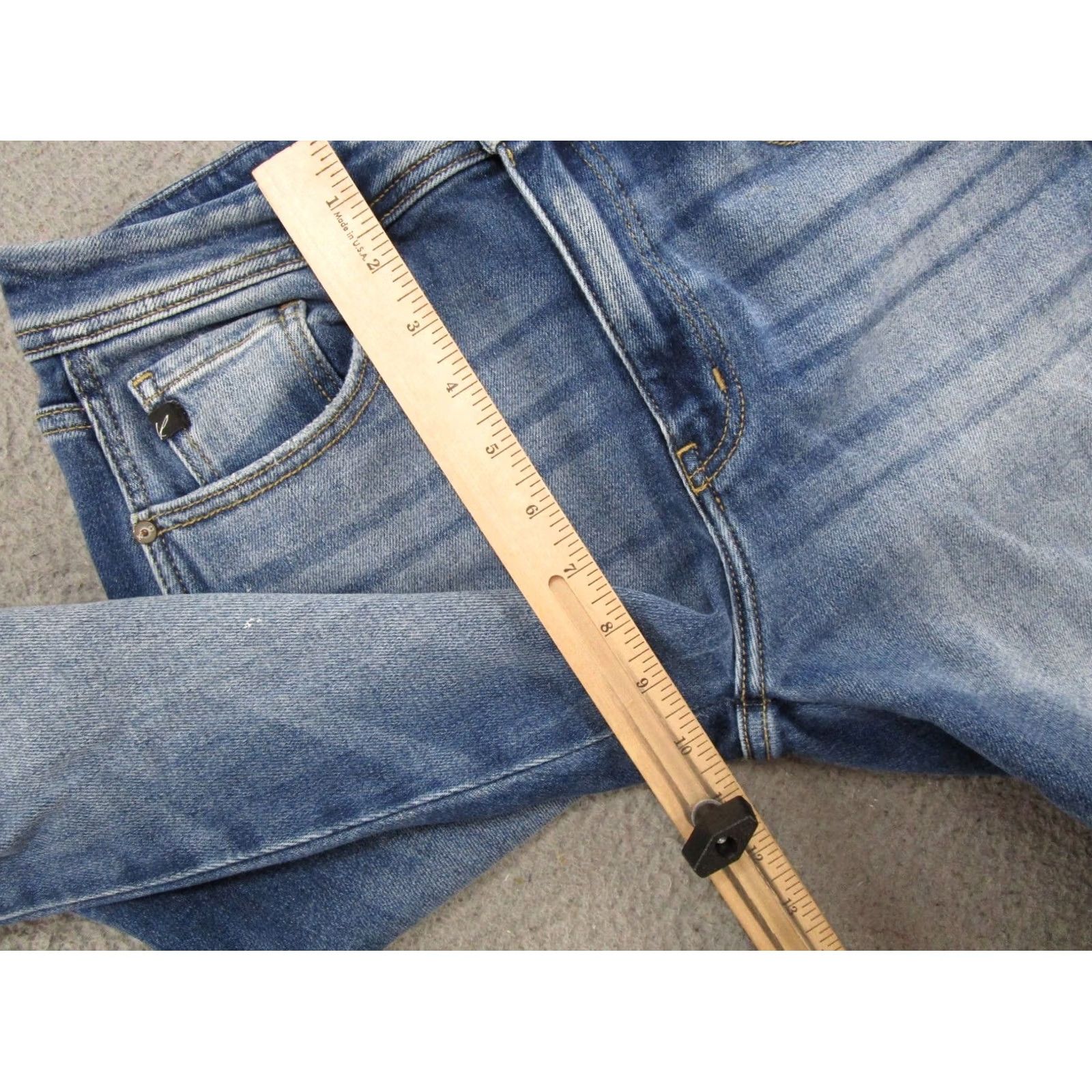 Vintage Kancan Jeans Womens Size 28 Blue Stretch Denim Distressed 5-Pocket Flared Raw Hem Jeans Size 28" / US 6 / IT 42 - 7 Thumbnail