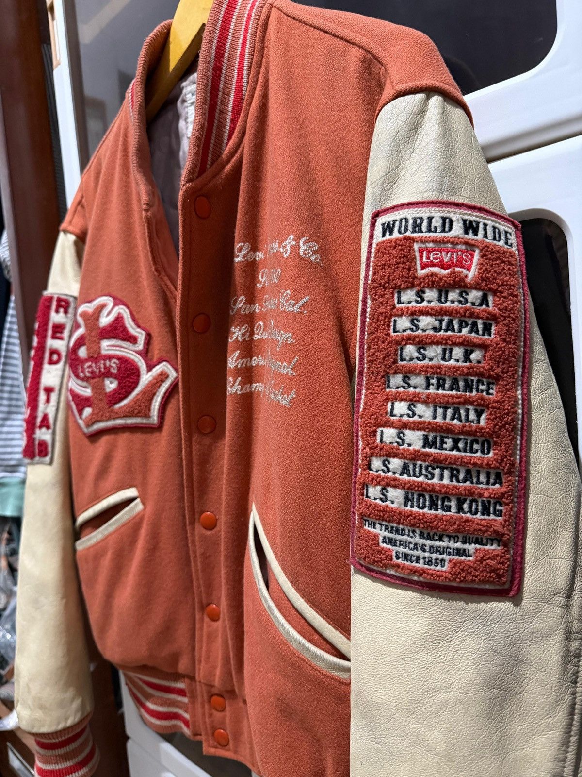Levi's Vintage Clothing Levi’s 1990s Vintage Varsity Jacket Wool Leather Sleeves Size US M / EU 48-50 / 2 - 3 Thumbnail