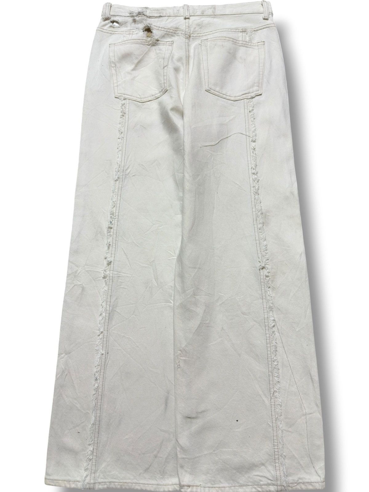 GU Vintage GU Baggy Cream Distinct Frayed Seam Down Front Denim Size US 32 / EU 48 - 4 Thumbnail