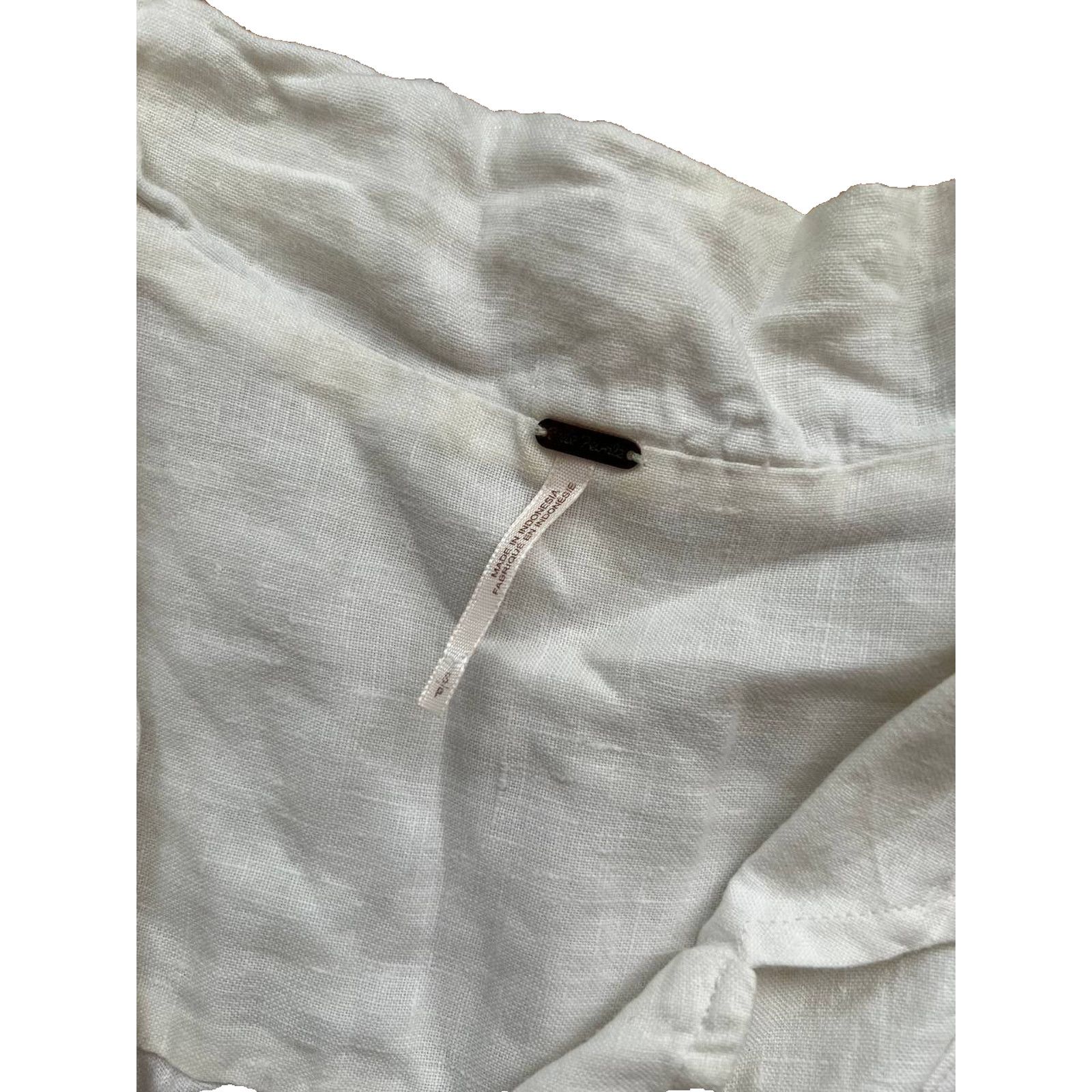 Free People Free People Short Sleeve Linen Midi Dress White S A003146 Size S / US 4 / IT 40 - 2 Thumbnail