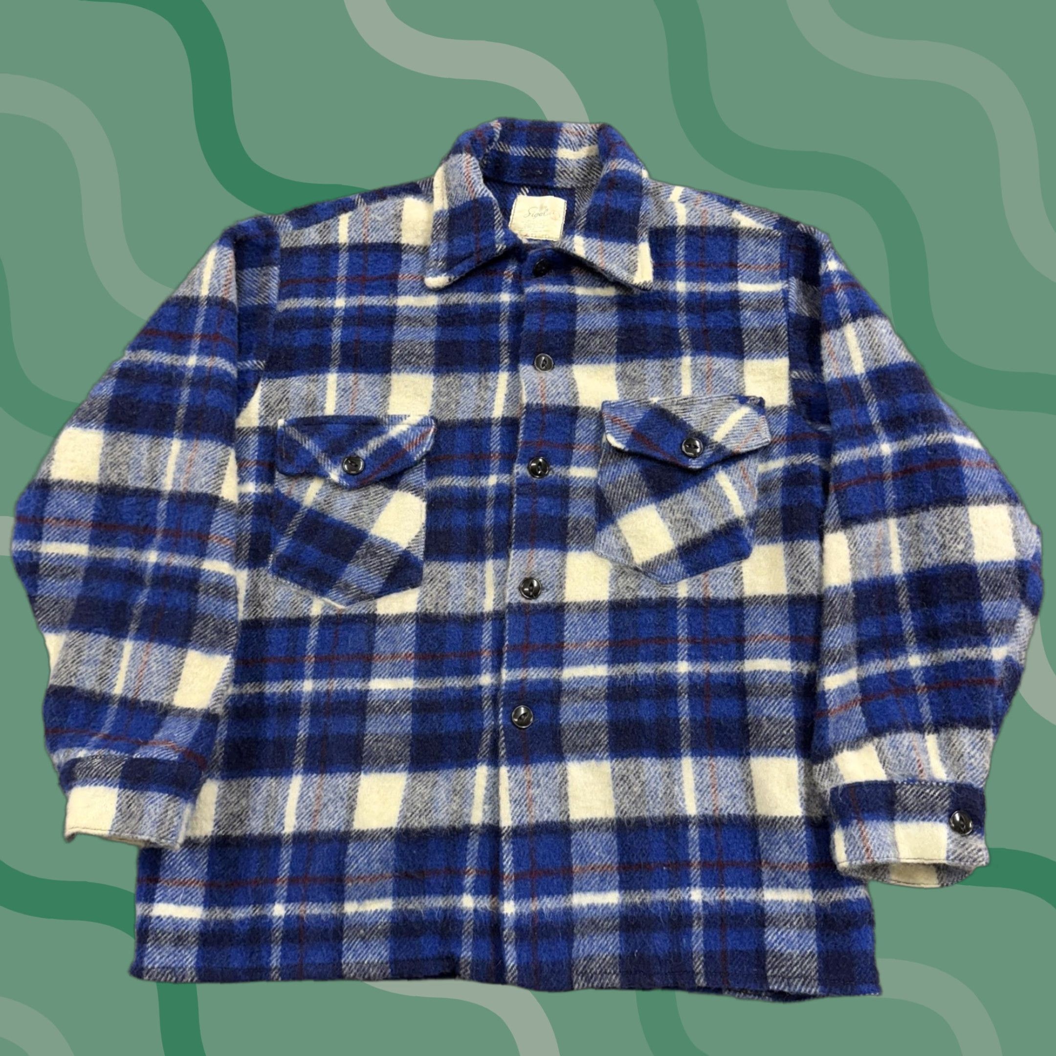 Vintage VINTAGE Sigal Jacket Mens Large Blue Plaid Wool Shirt Jacket Overshirt Canada Size US L / EU 52-54 / 3 - 1 Thumbnail