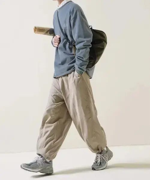 Jean 21SS Indigo Union Japan Khaki Minimal Casual Lantern Pants Size US 33 - 4 Thumbnail