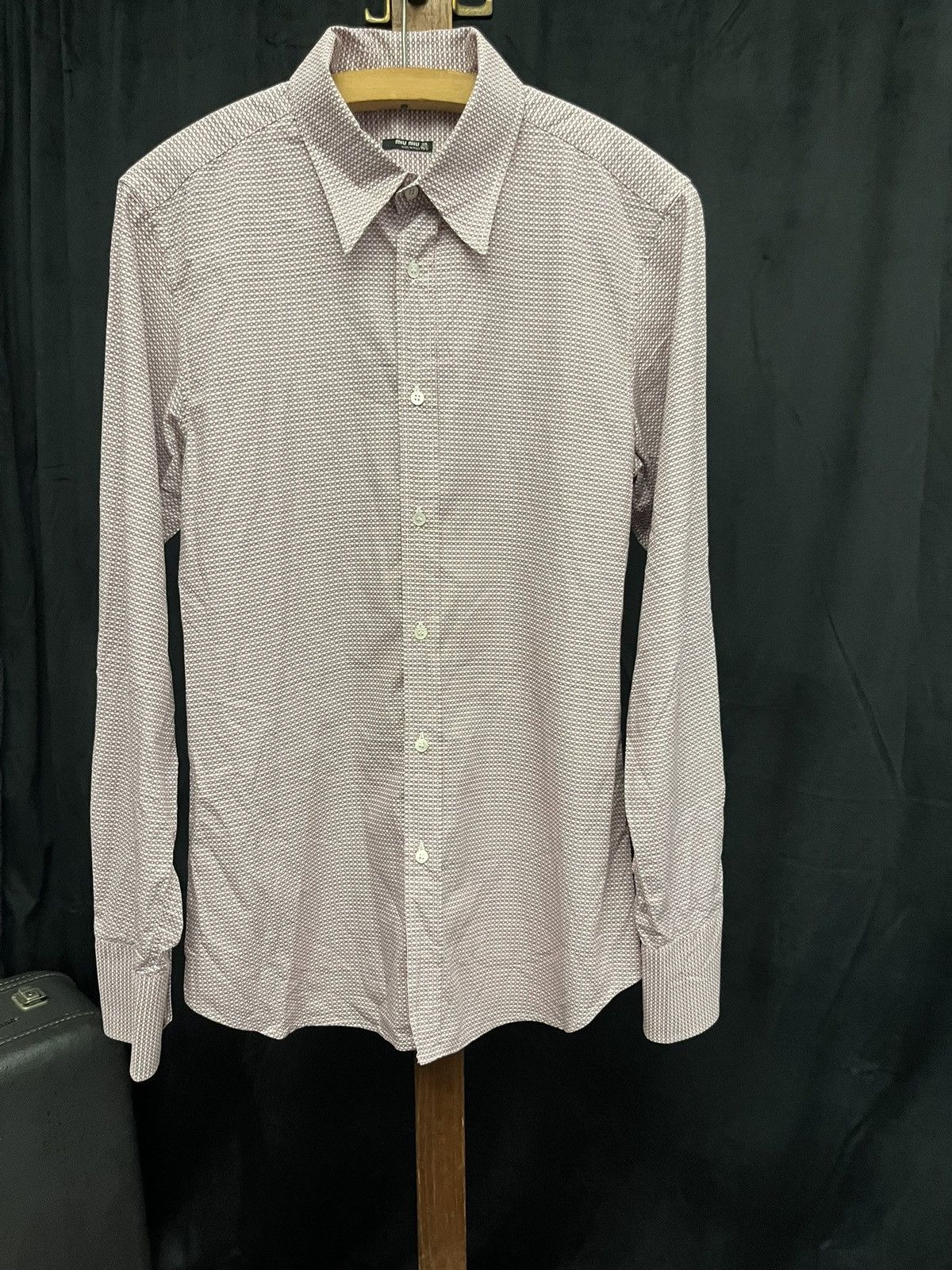 Miu Miu Miu Miu Italy Vintage Micro-Grid Dress Shirt - NWOT Size US M / EU 48-50 / 2 - 4 Thumbnail
