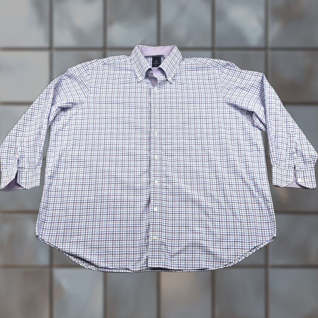 Tailorbyrd Tailorbyrd Shirt Mens 2XL Button Up Blue Purple Check Long Sleeve Casual Dress Size US XXL / EU 58 / 5 - 1 Thumbnail