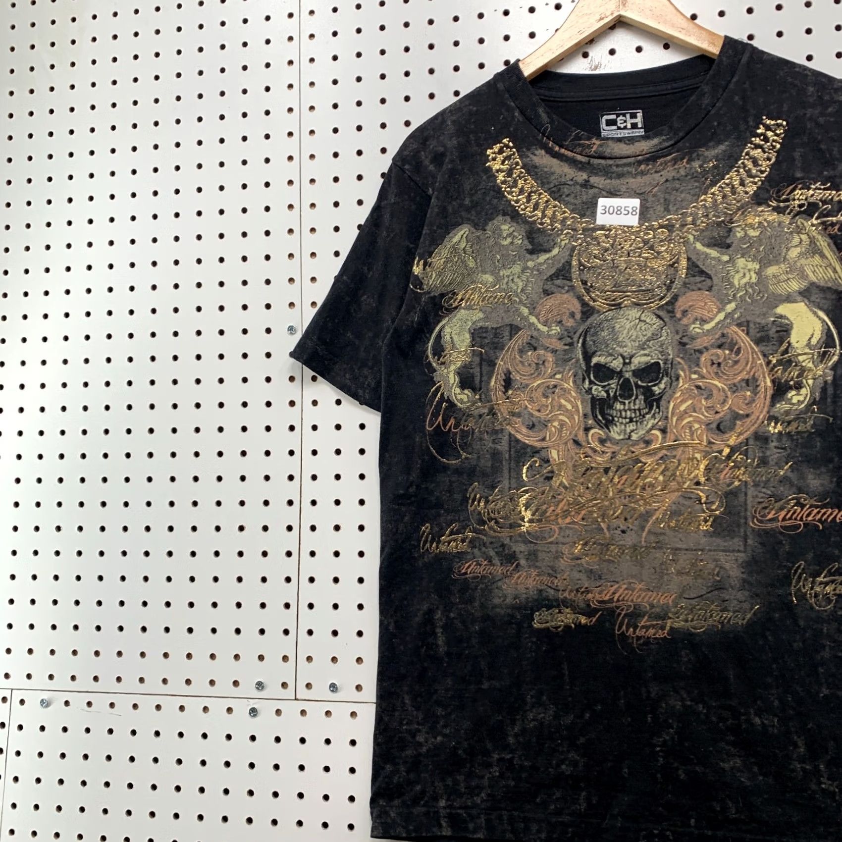 Affliction Y2K C&H Sportswear Skull Wings AOP Shirt Black Mens Medium Affliction 19.5x28.5 Size US M / EU 48-50 / 2 - 4 Thumbnail