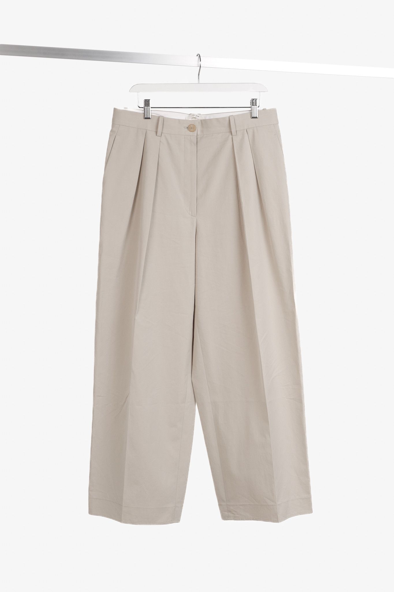 The Row The Row Igor Oatmeal Cotton Pleated Wide-Leg Pants Size 32" / US 10 / IT 46 - 1 Thumbnail