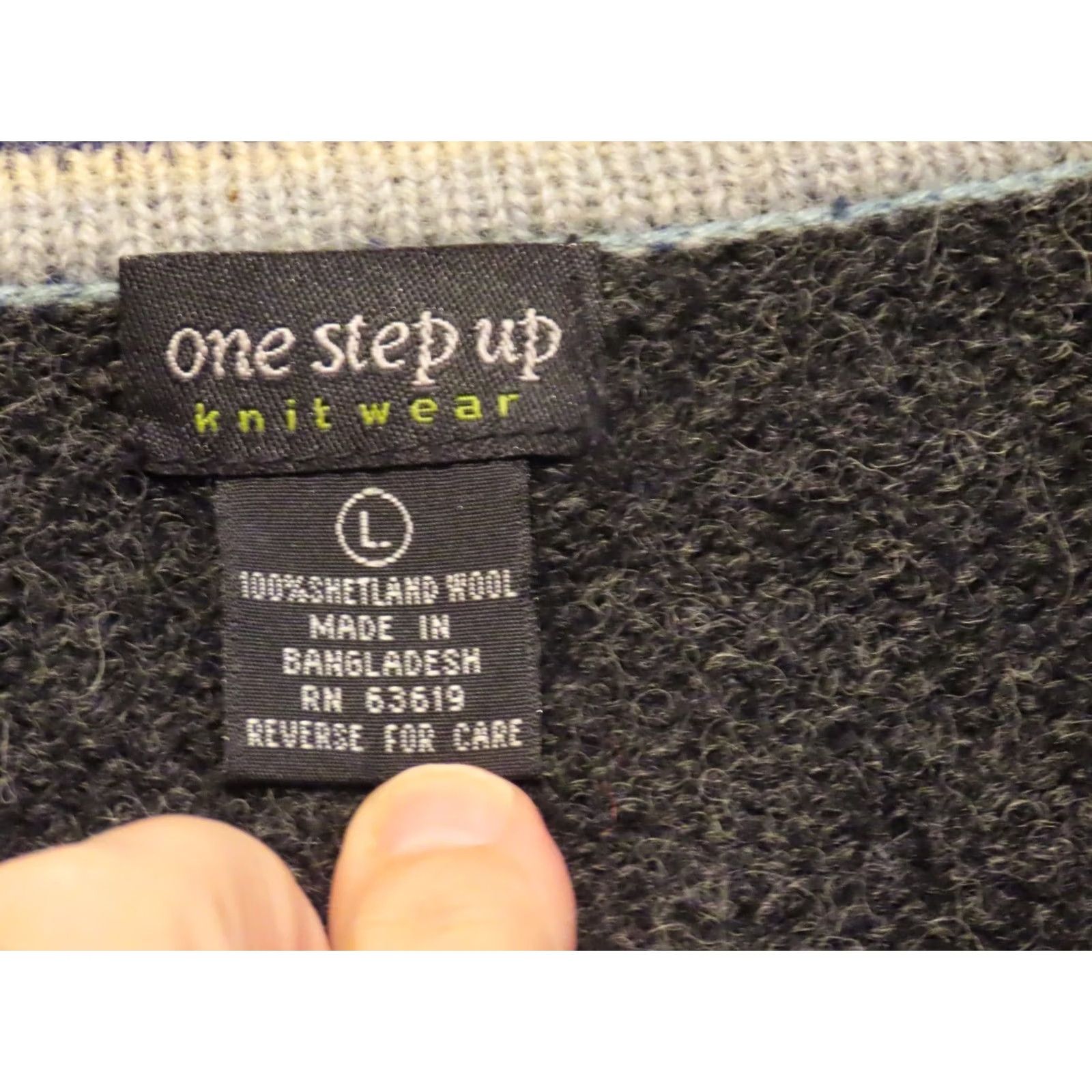 Vintage VINTAGE One Step Up Sweater Shirt Womens Large Dark Grey 100% Wool Knit V-Neck Long Sleeve Button Pullover Size L / US 10 / IT 46 - 5 Thumbnail