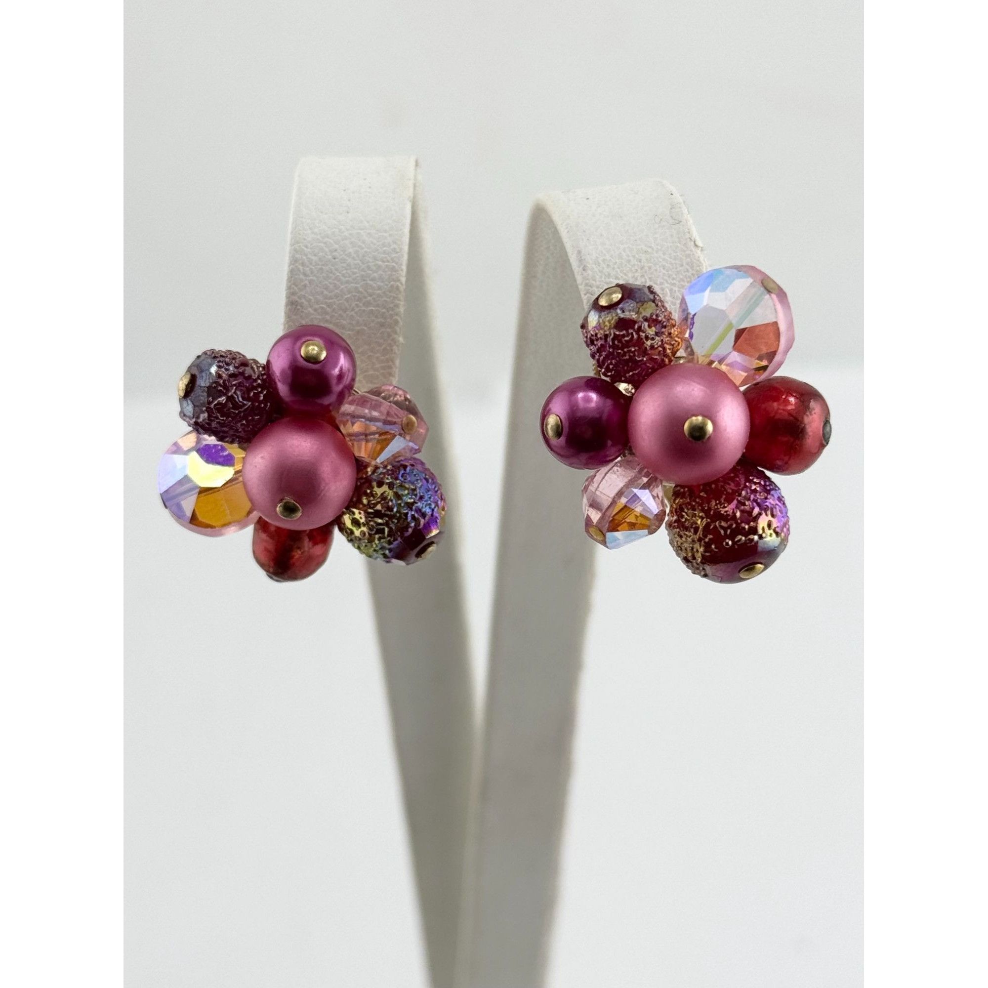 Vintage Vintage Vendome Pink Art Glass Crystal Earrings Size ONE SIZE - 2 Thumbnail
