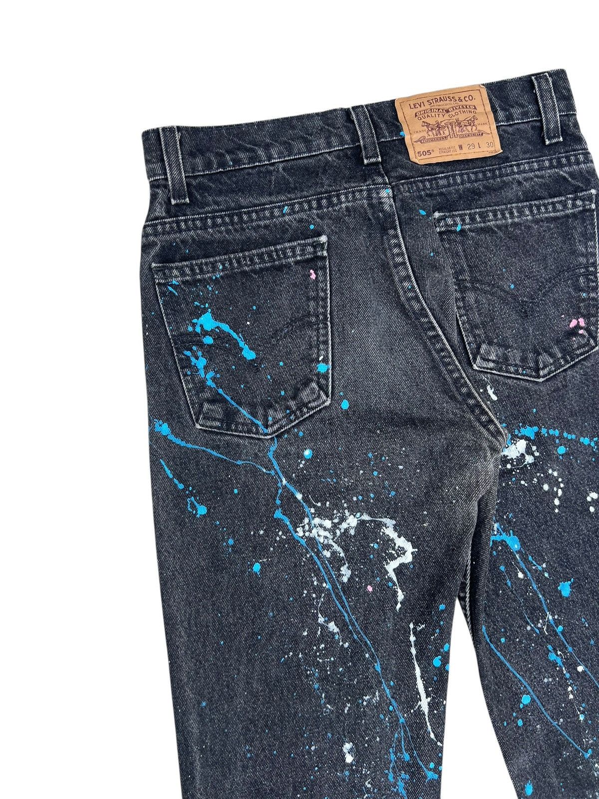 Levi's 1994 Levi’s 505 Fade Black Denim Orange Tab Painter Jeans Size US 29 - 15 Thumbnail
