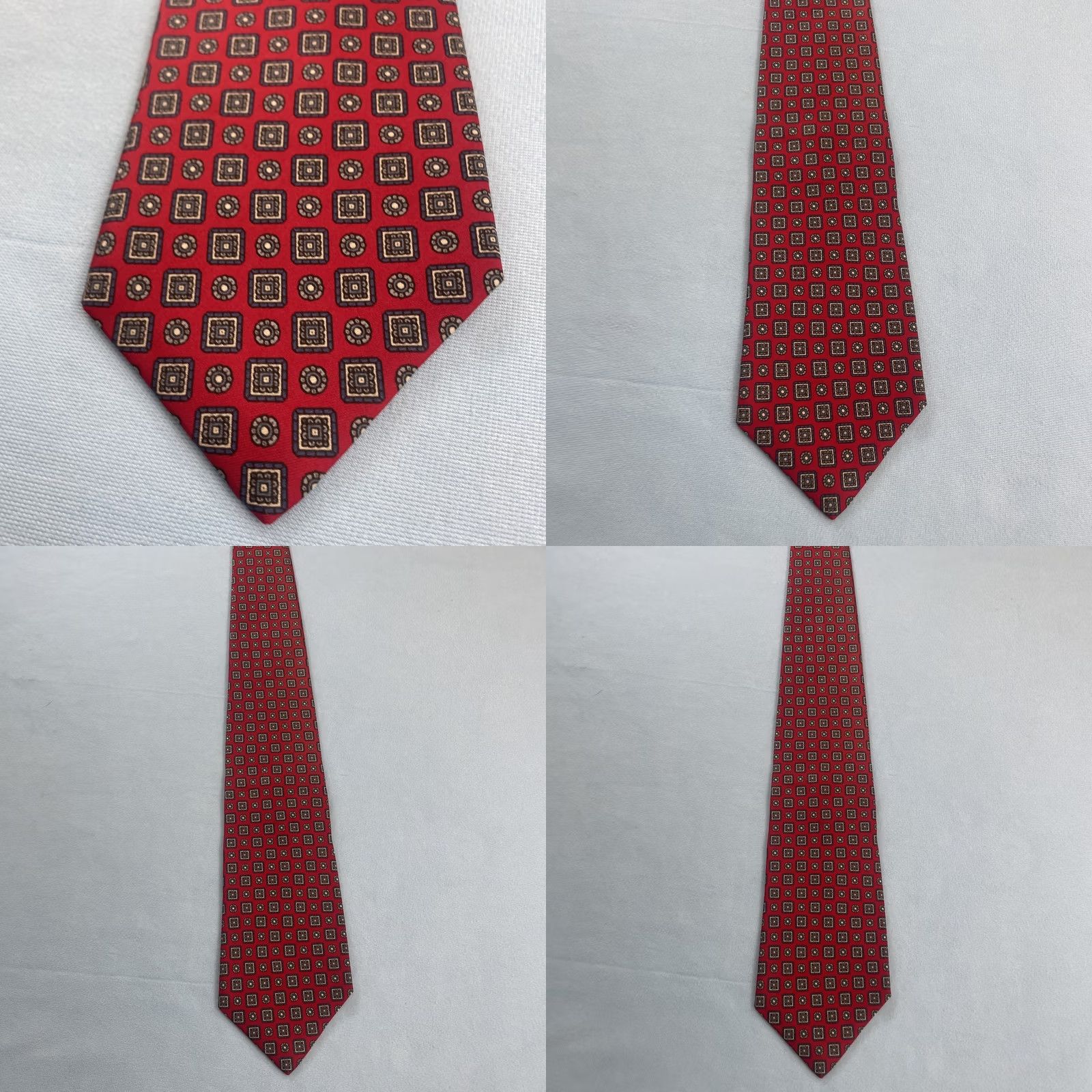 Vintage Brookville Collection Silk Wide Multi-Print Medallion vtg 80s Red Necktie 3.7x59 Size ONE SIZE - 8 Thumbnail