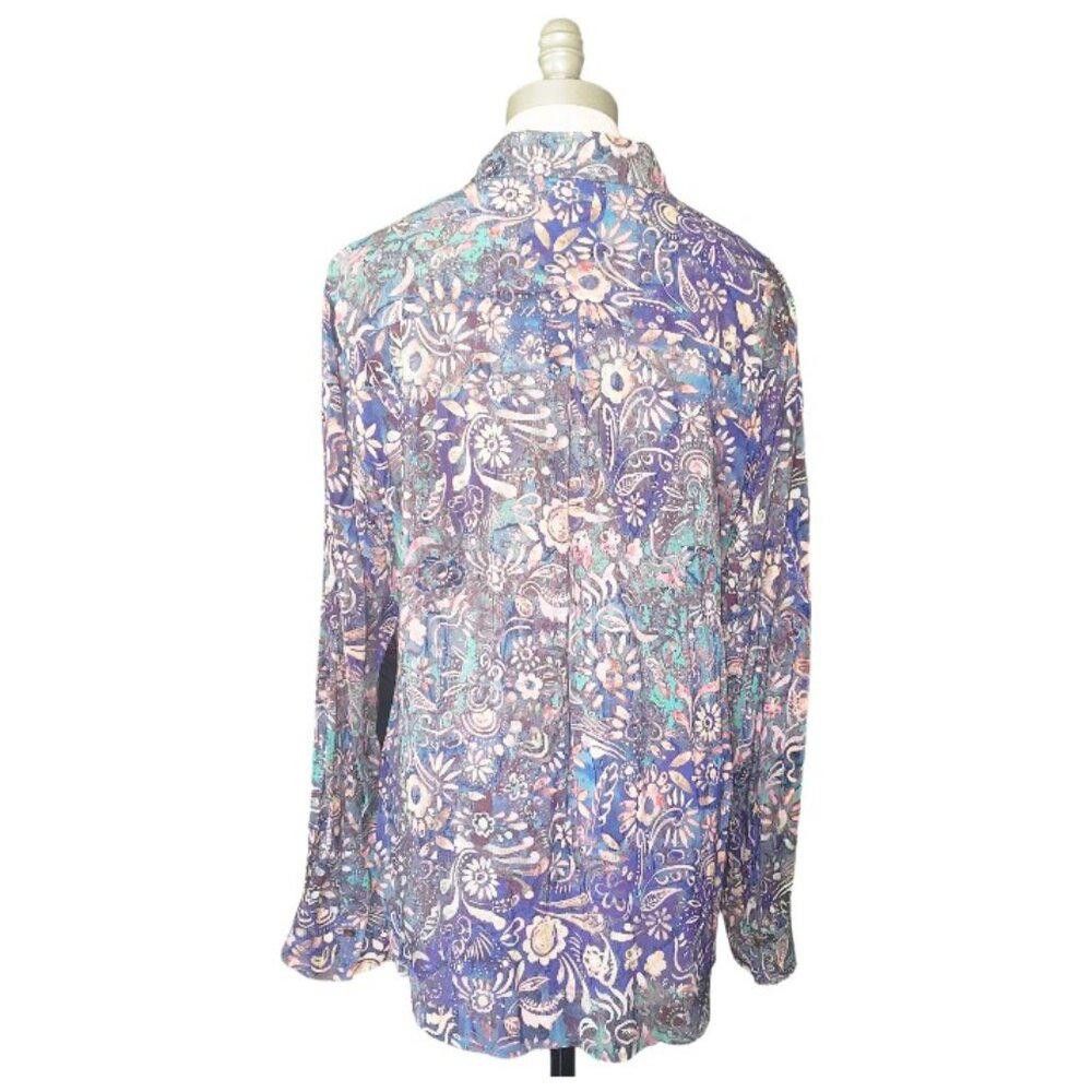 Designer CT906 Peruvian Connection Ladies Long Sleeve Floral Shirt L Size L / US 10 / IT 46 - 5 Thumbnail
