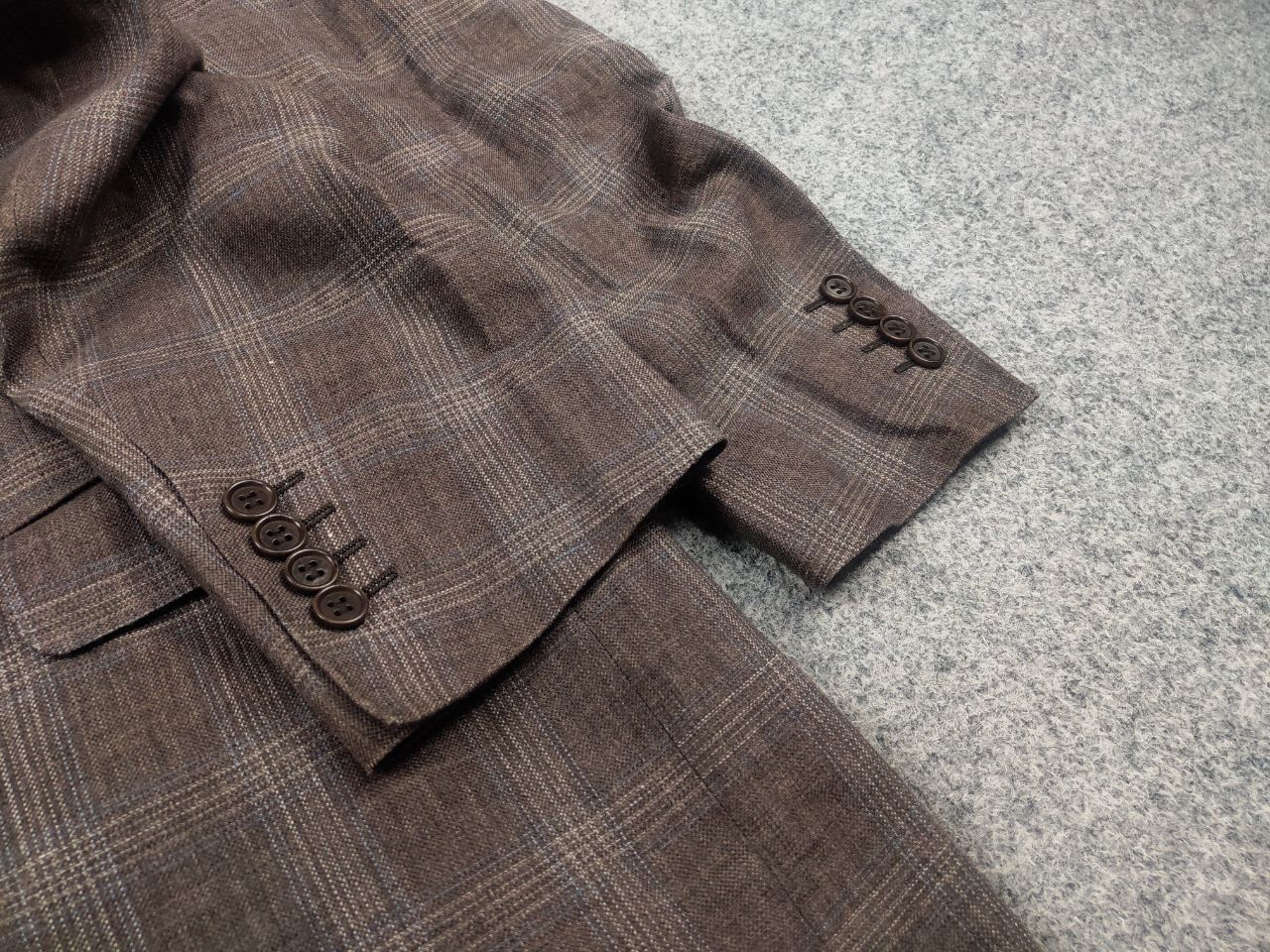 Canali Canali Italy 13290 Linen Blend Check Classic Blazer Jacket Size US L / EU 52-54 / 3 - 9 Thumbnail