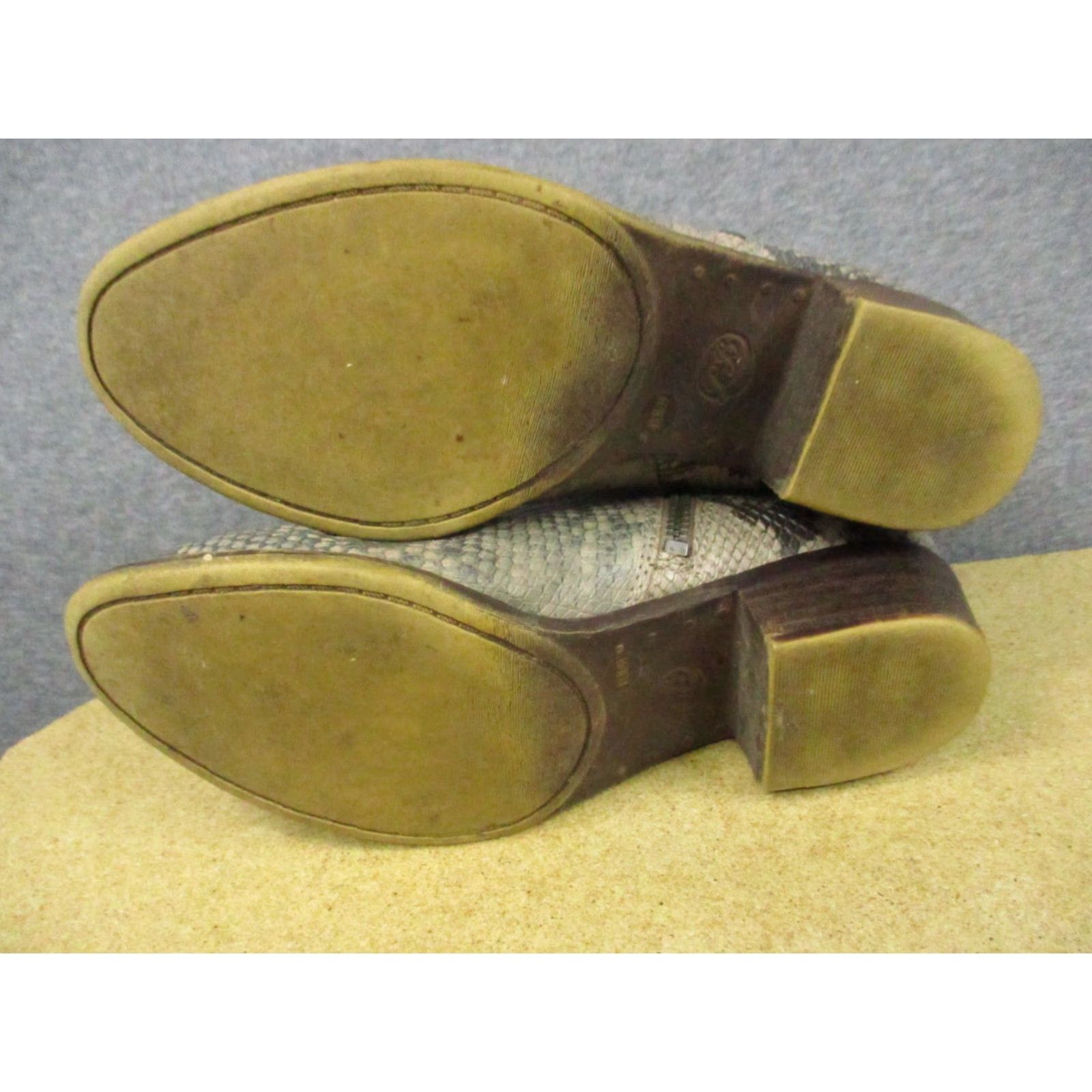 Lucky Brand Lucky Brand Snakeskin Python Zipper Ankle Boots 8.5 M Womens Tan Leather Upper Block Heel Size US 9 / IT 39 - 2 Thumbnail