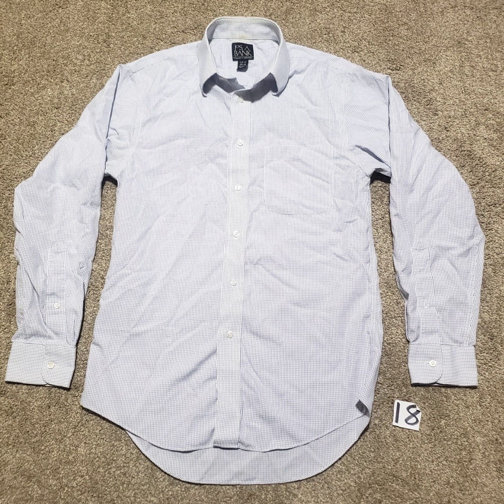 Jos. A. Bank Jos A. Bank Shirt Men 14.5 32 Blue Checkered Button-Up Tailored Long Sleeve Adult Regular Size US M / EU 48-50 / 2 - 2 Thumbnail