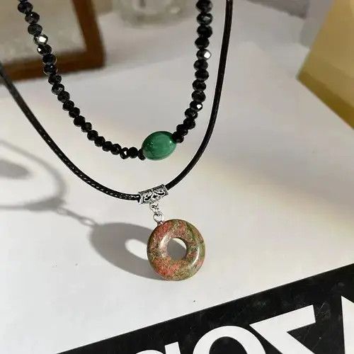Anime × Vintage Style Vintage Peace Buckle Pendant Necklaces Size ONE SIZE - 4 Thumbnail