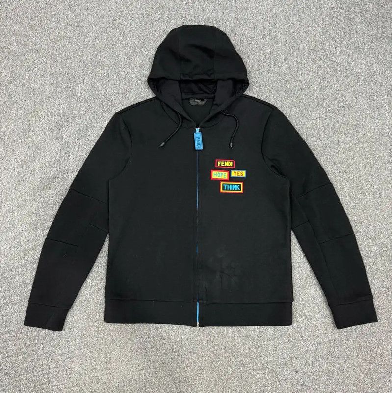 Fendi Fendi Black Cotton Hooded Sweatshirt for Men 0089 Size US M / EU 48-50 / 2 - 1 Thumbnail