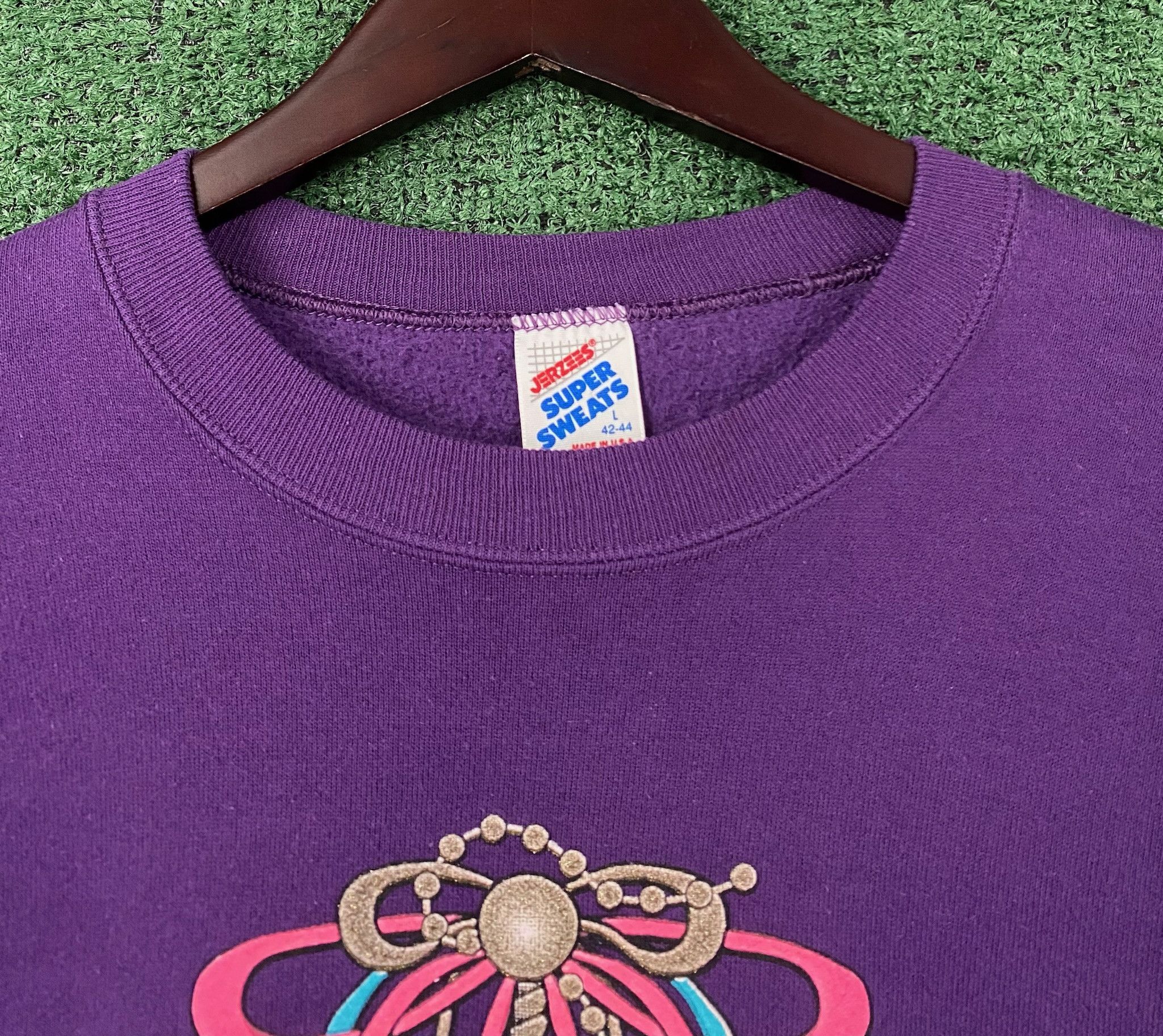 Jerzees 80’s Carousel Horse Purple Sweatshirt Womens Sz Large Size L / US 10 / IT 46 - 3 Thumbnail