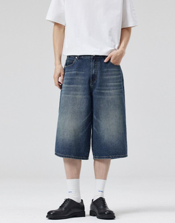 Japanese Brand American baggy men's straight-leg wide-leg denim shorts Size US 32 / EU 48 - 1 Thumbnail