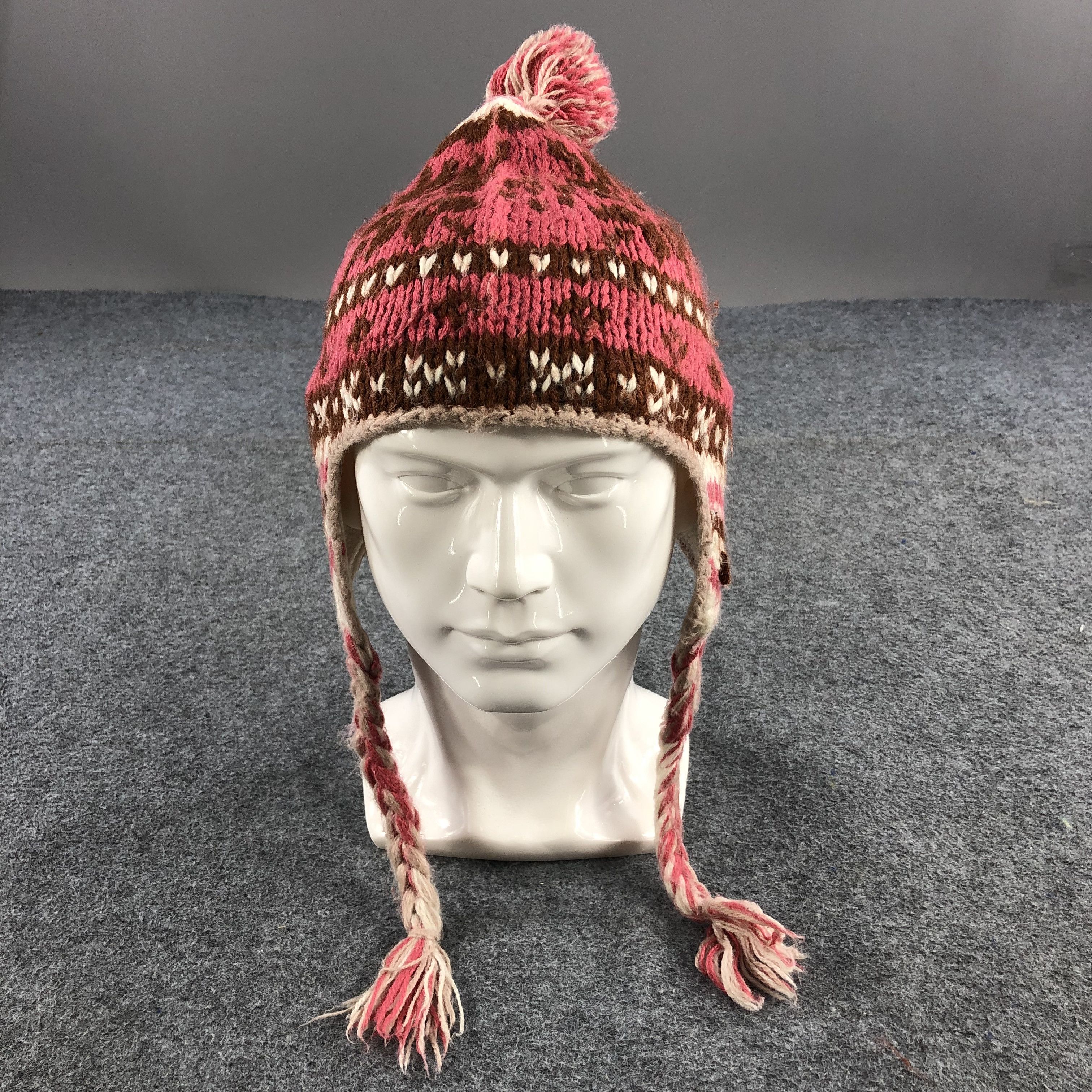 Fair Isle Bobble Earflap Beanie Snowcap Snow Hat B117