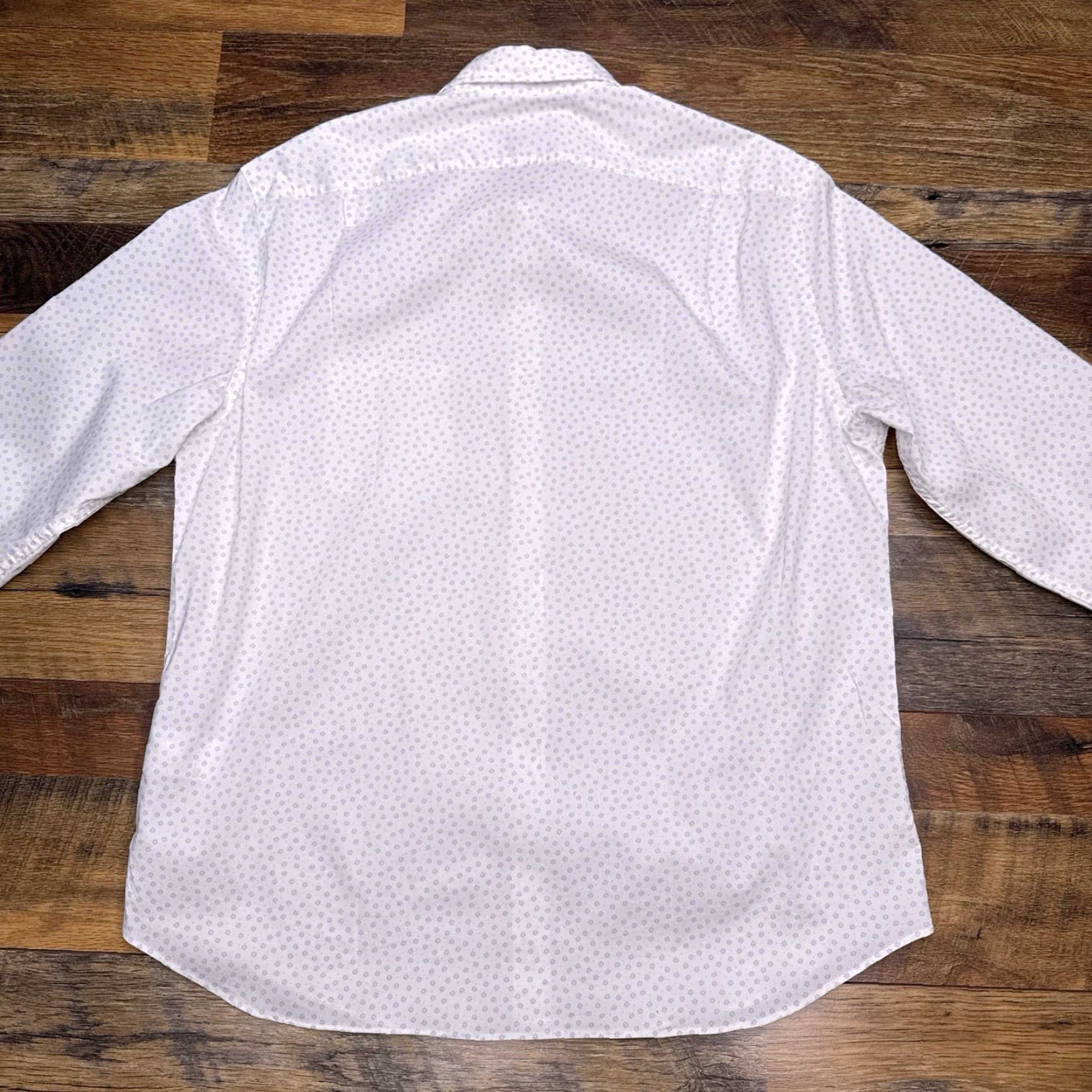 J.Crew J. CREW Shirt Mens Large White Slim Untucked Button-Up Knit Stretch Cotton Blend Geometric Pattern Button-Down Collar All Seasons Casual Shirt Size US L / EU 52-54 / 3 - 4 Thumbnail