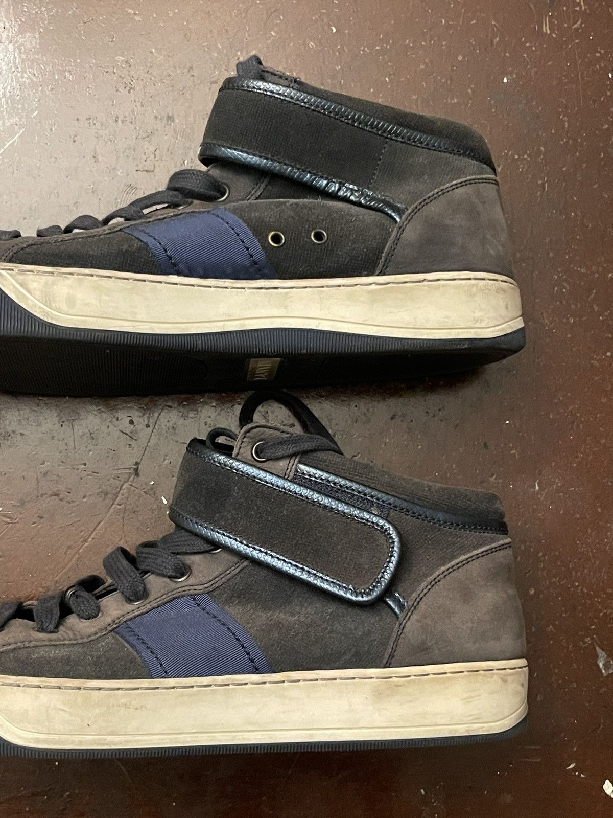 Lanvin Lanvin Mens Size 8 High Top Strap Sneakers Black Suede Size US 8 / EU 41 - 10 Thumbnail