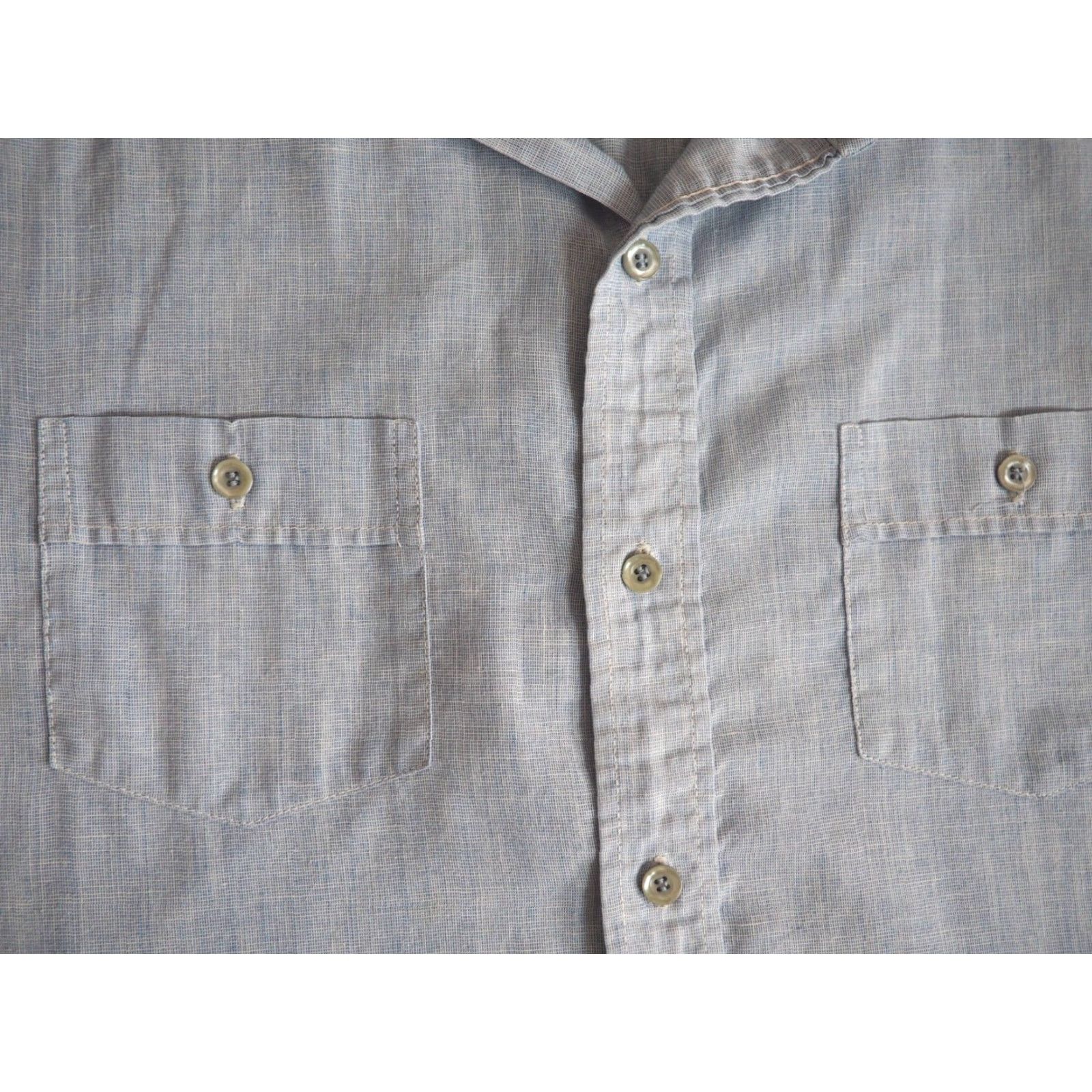 Vintage VTG 70s Spire California Blue Chambray Polycotton Shirt Men LT Long Sleeve Pocket Button Size US L / EU 52-54 / 3 - 5 Thumbnail