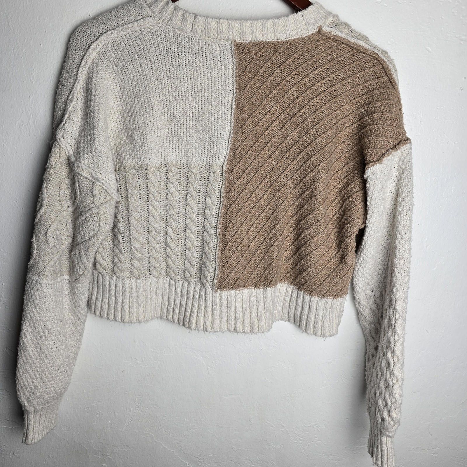 American Eagle Outfitters American Eagle Beige Cropped Patchwork Cardigan Sweater XS Size XS / US 0-2 / IT 36-38 - 8 Thumbnail