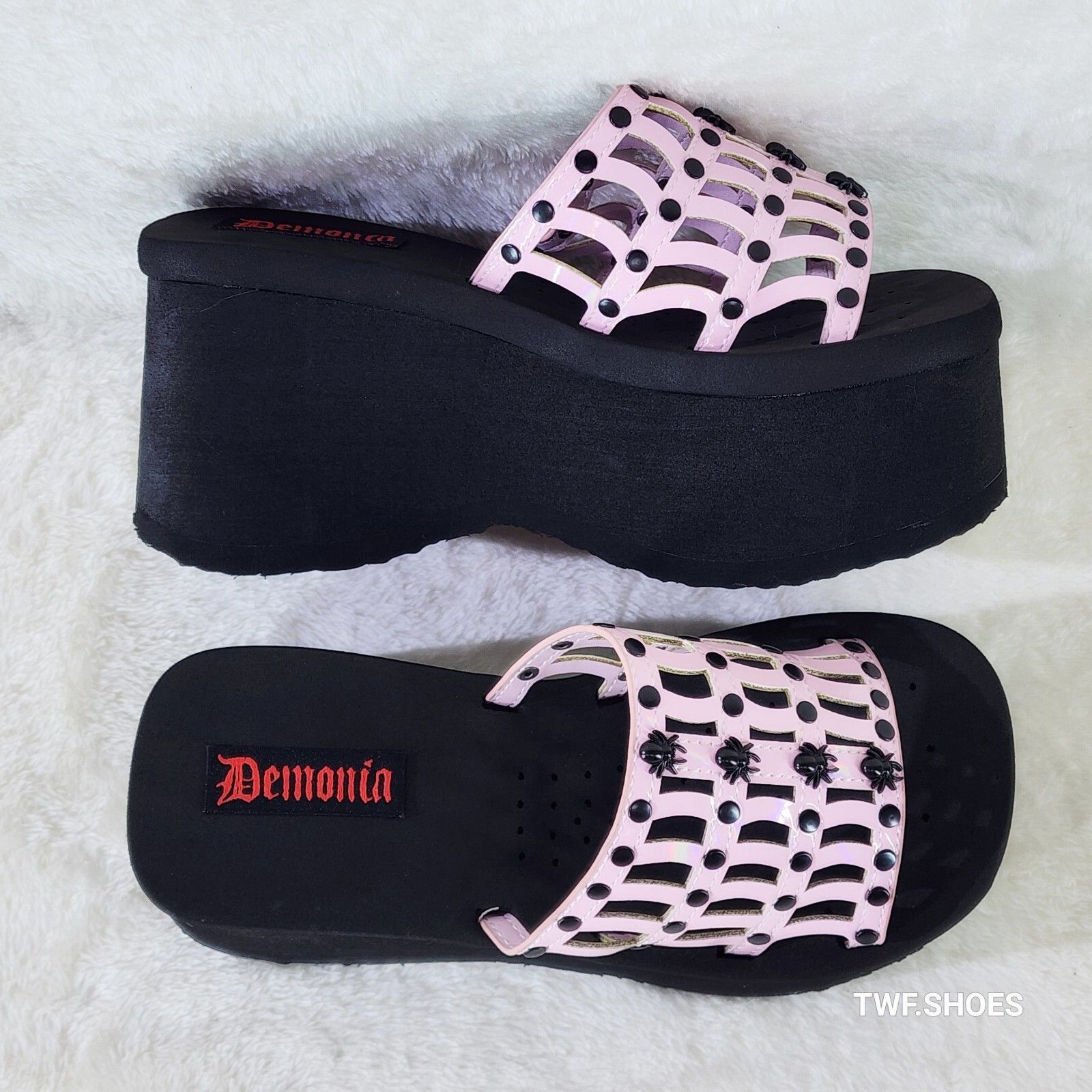 Other Funn Platform Goth Cut Out Web Sandals Spider Studs Slip On Size US 7 / IT 37 - 1 Thumbnail