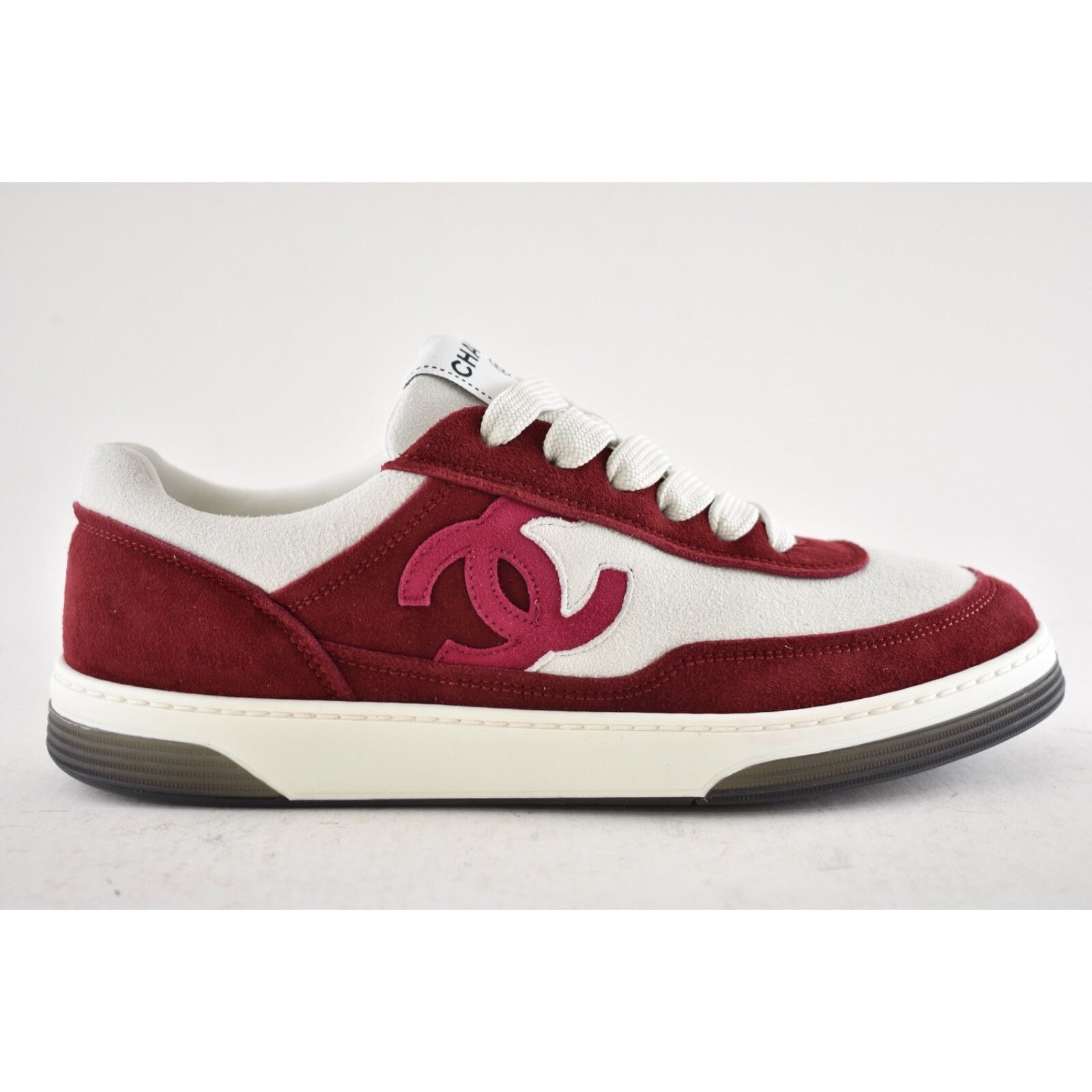 Chanel Chanel 23P Burgundy Suede Flat Lace Up Runner Sneaker 38.5 Size US 8.5 / IT 38.5 - 2 Thumbnail