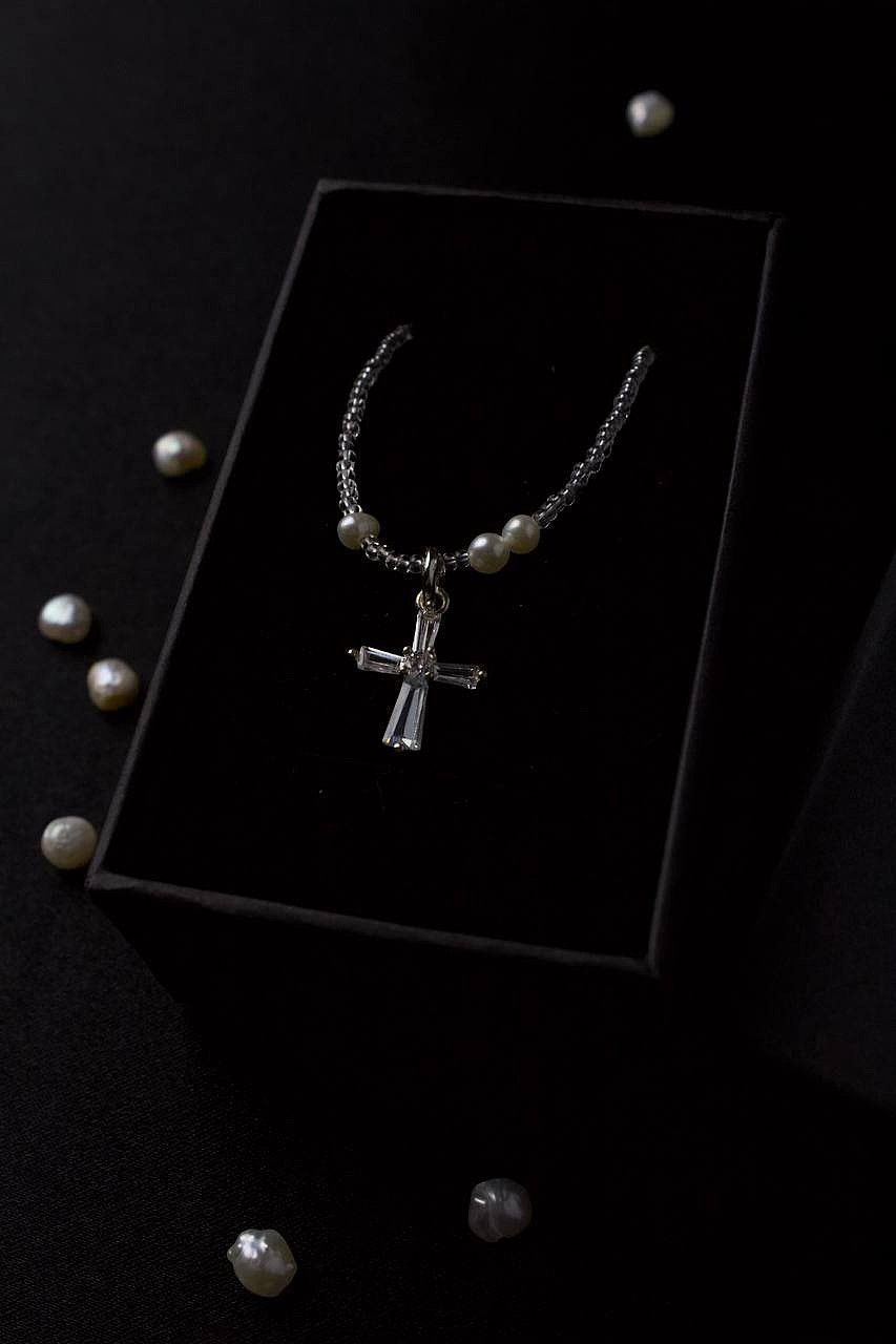 Other Freshwater Pearl Necklace, Clear Cross Pendant Size ONE SIZE - 4 Thumbnail