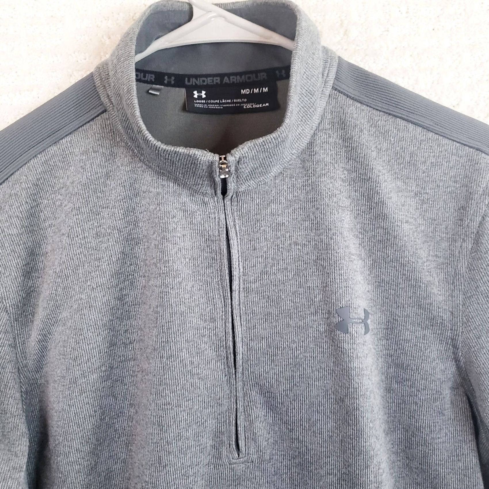 Under Armour Under Armour Cold Gear Sweater Pullover M Gray 1/4 Zip Long Sleeve Ribknit Mens Winter Casual Sports Size US M / EU 48-50 / 2 - 3 Thumbnail