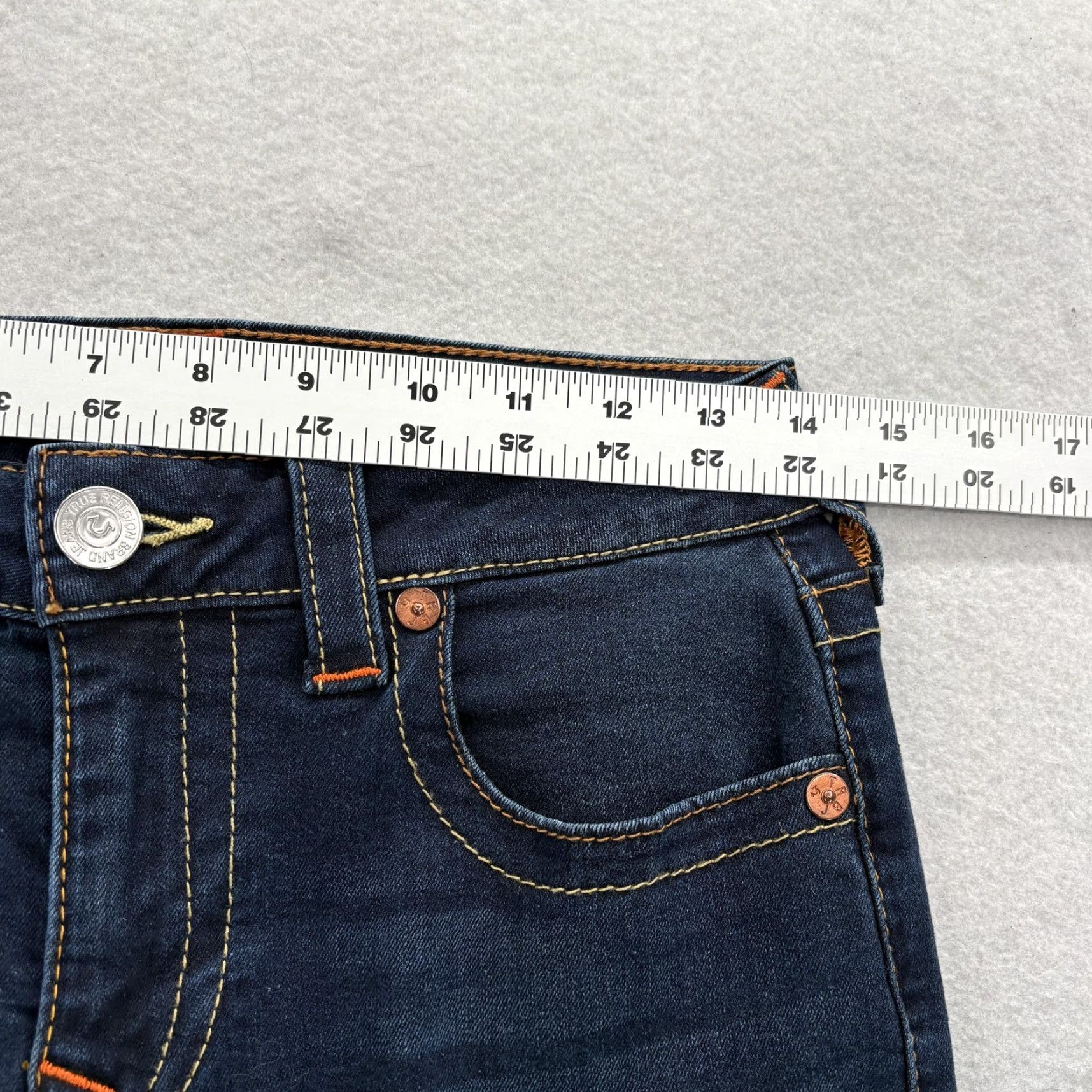 True Religion True Religion Jeans Skinny 27 Blue Dark Wash Mid Rise Womens 5-Pocket Denim Zip Slim Stretch Y2K Vintage No Size 27" / US 4 / IT 40 - 7 Thumbnail