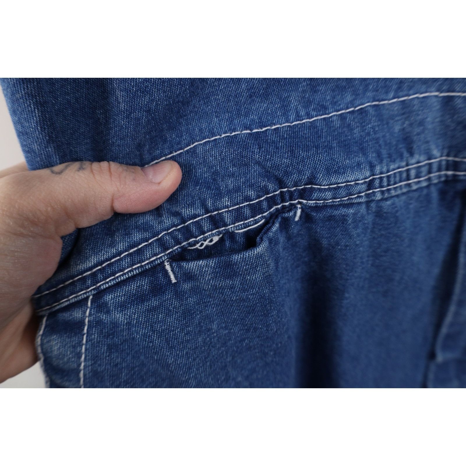 Vintage Vintage 90s Streetwear Distressed Wide Leg Denim Overalls Size US 44 / EU 60 - 8 Thumbnail