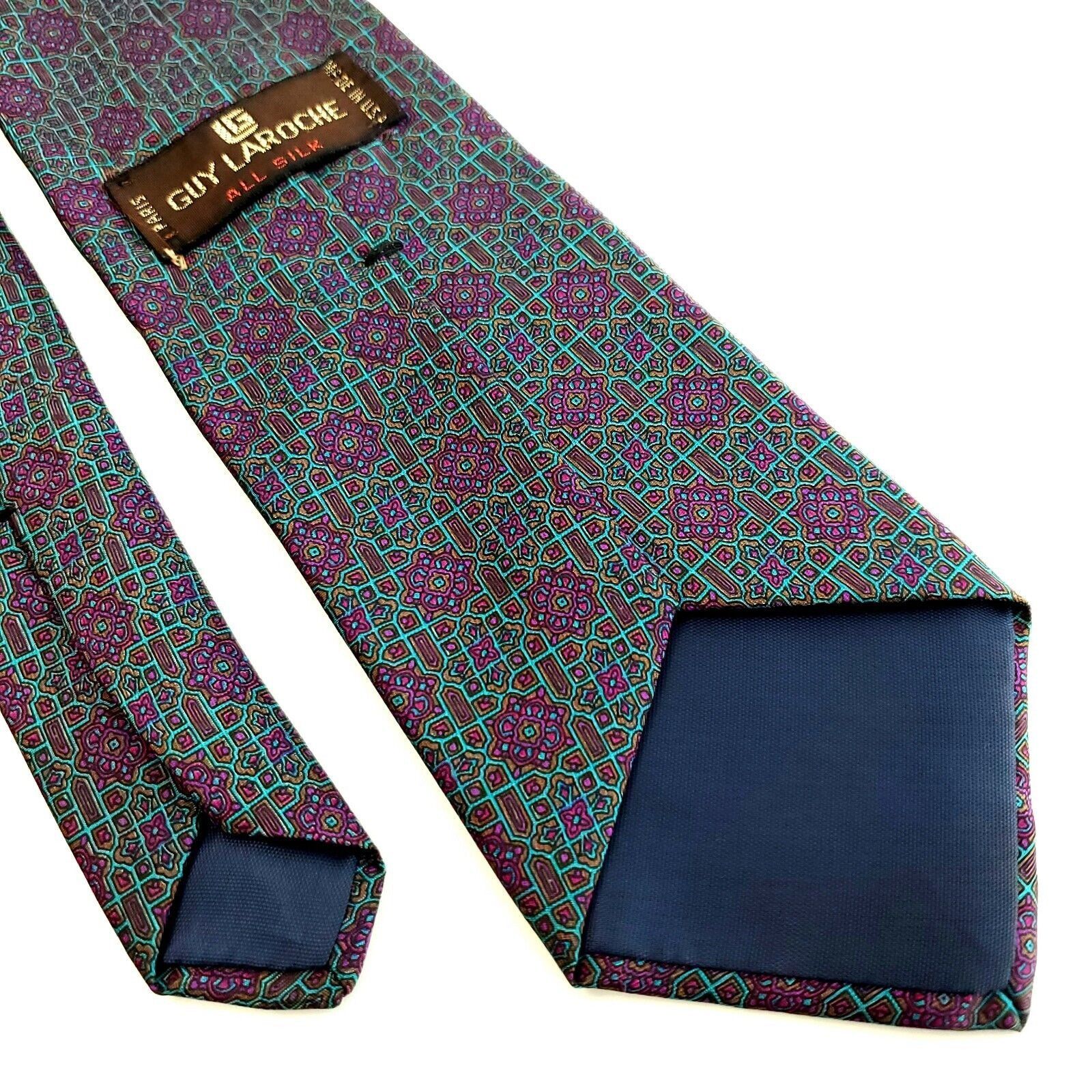 Guy Laroche Guy Laroche Green Purple Abstract Geometric Print Short Silk Size ONE SIZE - 4 Thumbnail