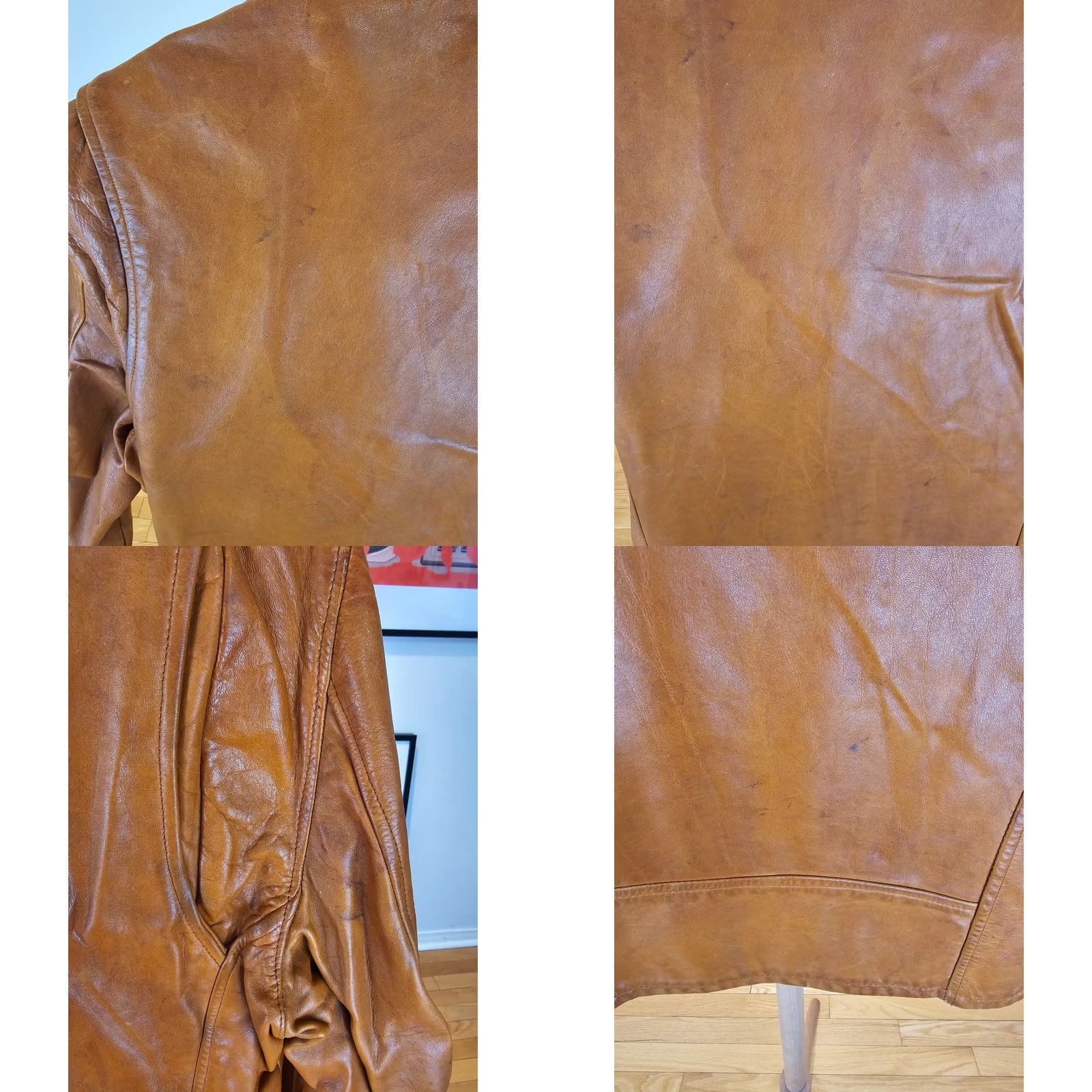 Schott VINTAGE UNBRANDED Brown MOTORCYCLE LEATHER JACKET SZ 38 Mens Jersey 60's 20 INCH Chest 24 INCH Shoulder to Cuff 25 INCH Top to Bottom Size US XXS / EU 40 - 10 Thumbnail