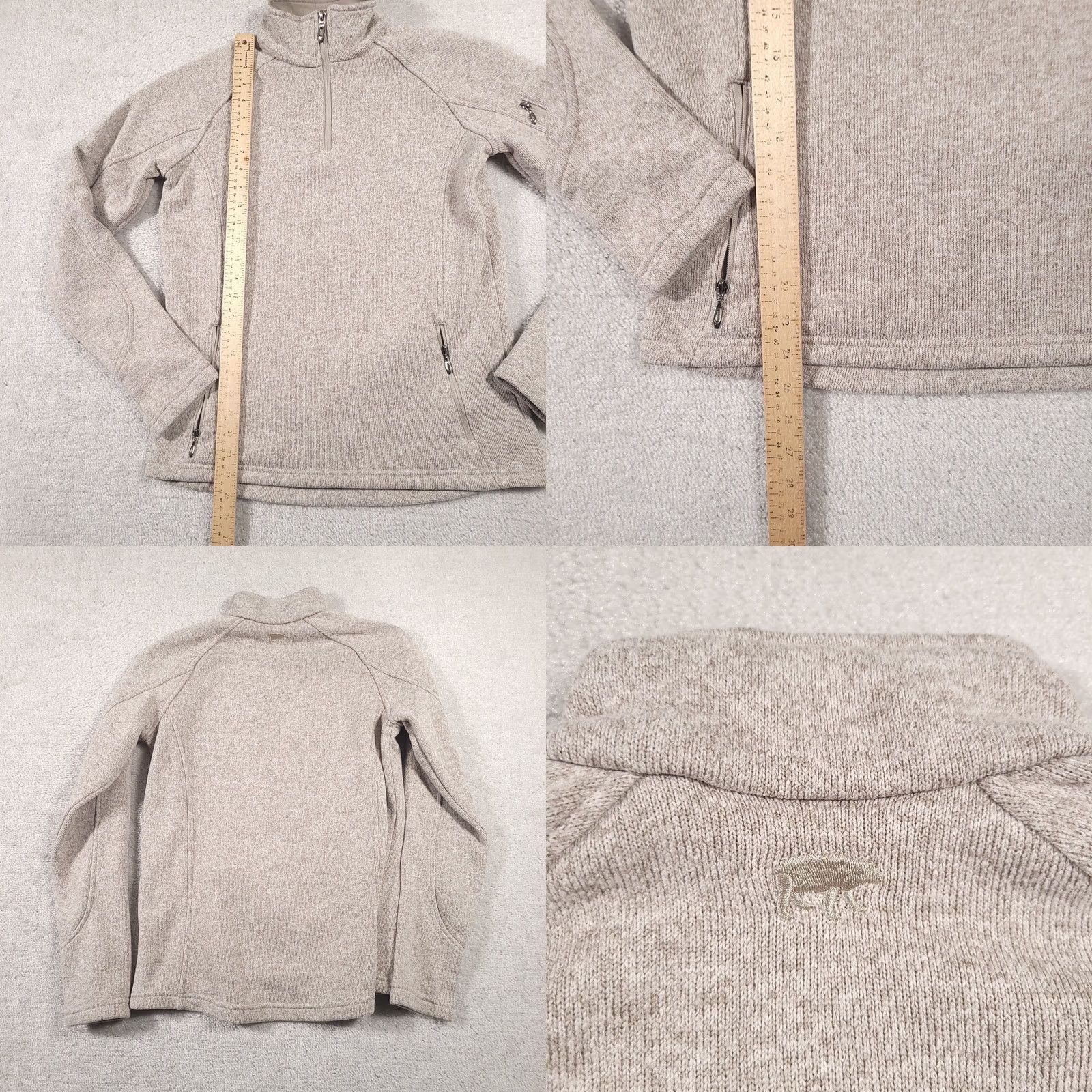 Vintage Polar King Jacket Women's M Beige Full Zip Mock Neck Knit Outdoors Pockets Size M / US 6-8 / IT 42-44 - 8 Thumbnail