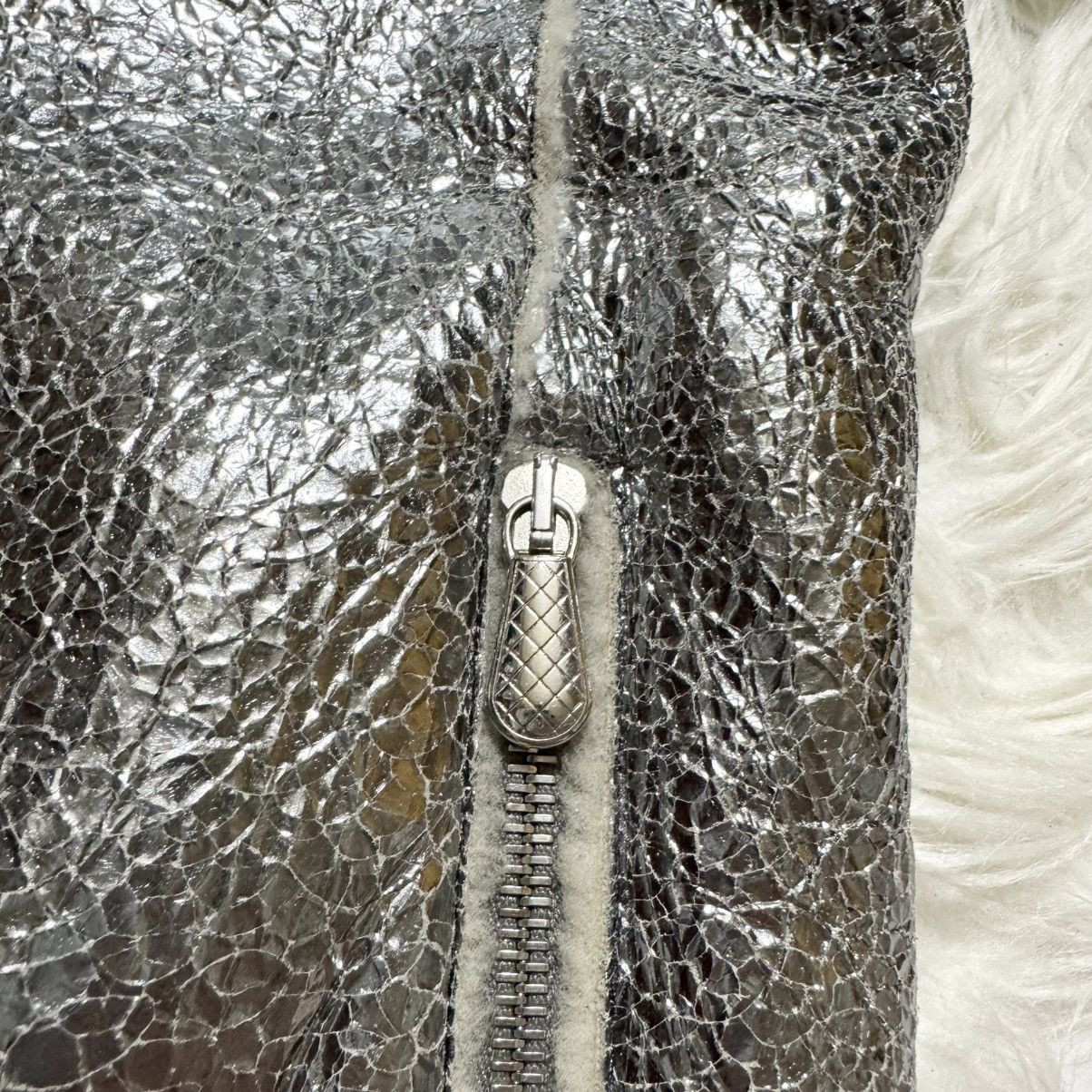 Bottega Veneta RARE Bottega Veneta Shearling Metallic Leather Biker Jacket Size US M / EU 48-50 / 2 - 15 Thumbnail