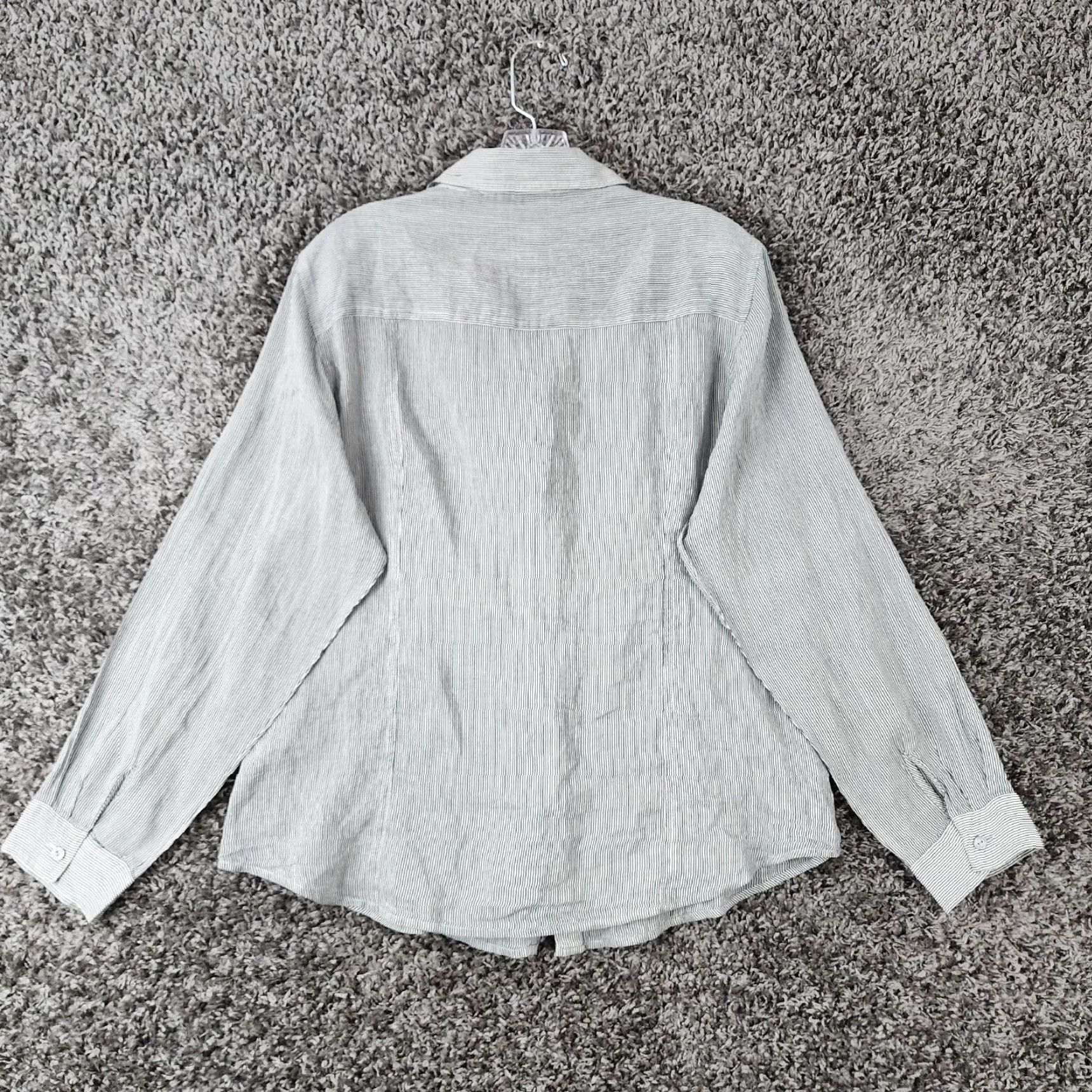 Vintage Chicos Womens Black White Striped Long Sleeve Silk Blend Button Up Blouse Size XS / US 0-2 / IT 36-38 - 5 Thumbnail
