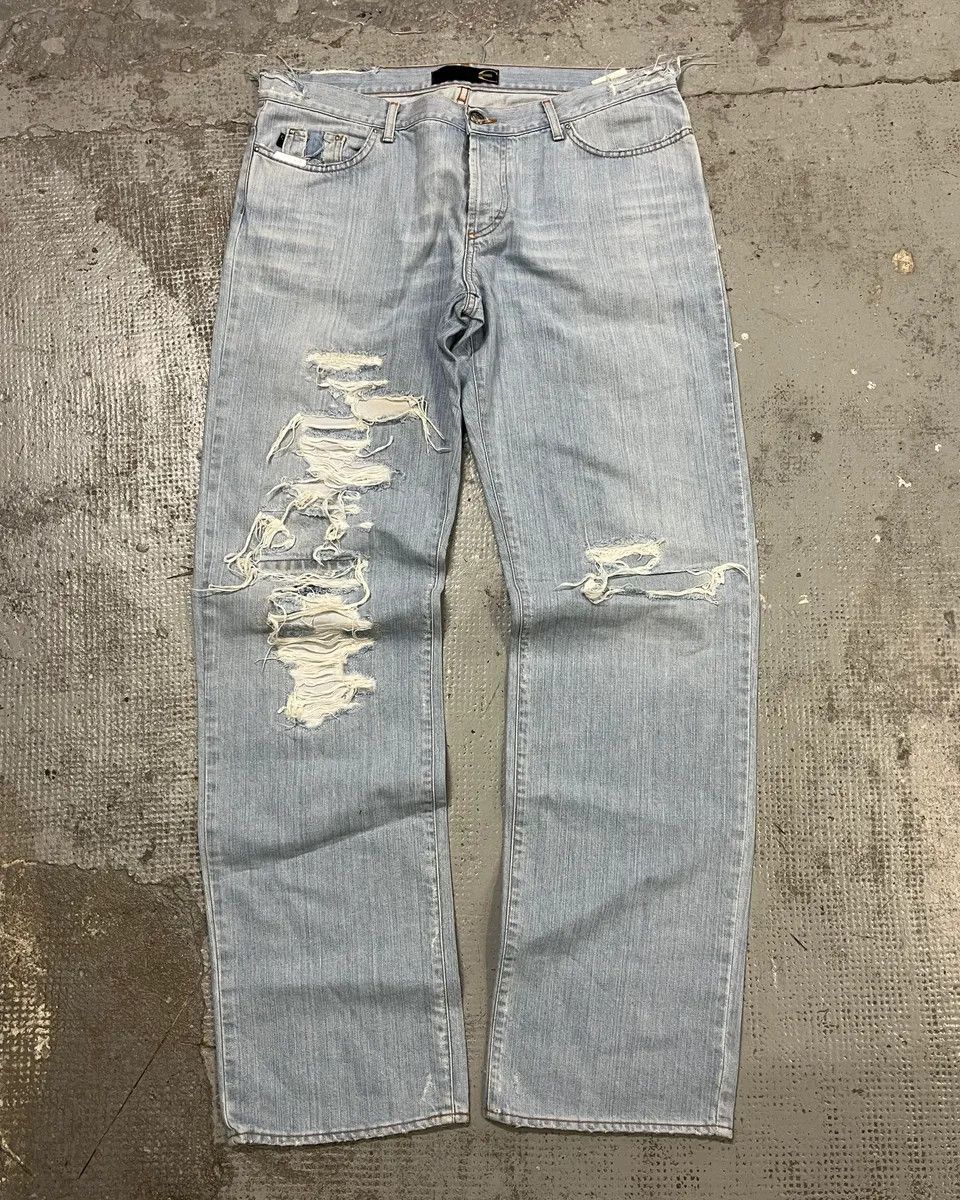 SS2005 Cavalli Blue Distressed Cozy Denim Jeans