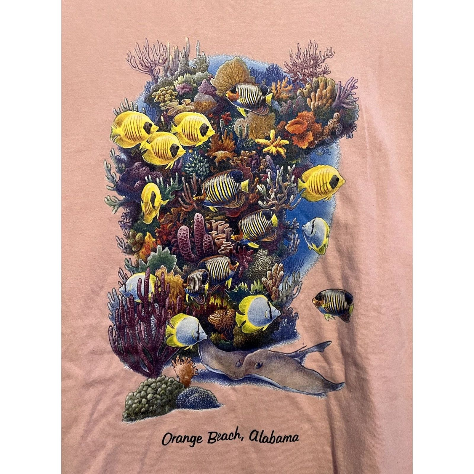 Fruit Of The Loom VINTAGE Orange Beach Alabama Fish T-Shirt XL Pink Mens Beach 80s Stitch Fruit of the Loom T-Shirt Size US XL / EU 56 / 4 - 2 Thumbnail