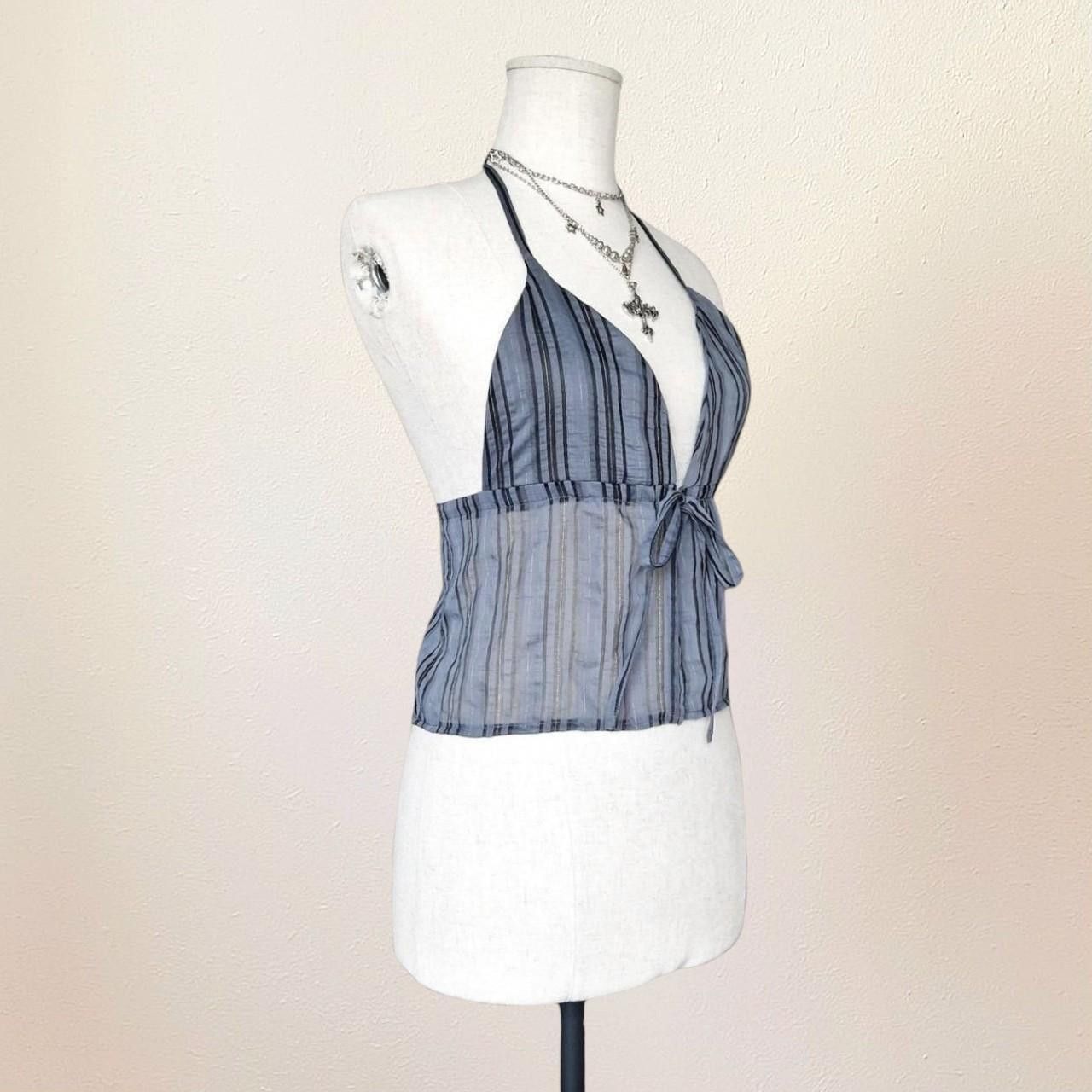 Cop Copine Striped Halter Top With Ties, gorpcore, utiltiy, mallgoth Size S / US 4 / IT 40 - 2 Thumbnail