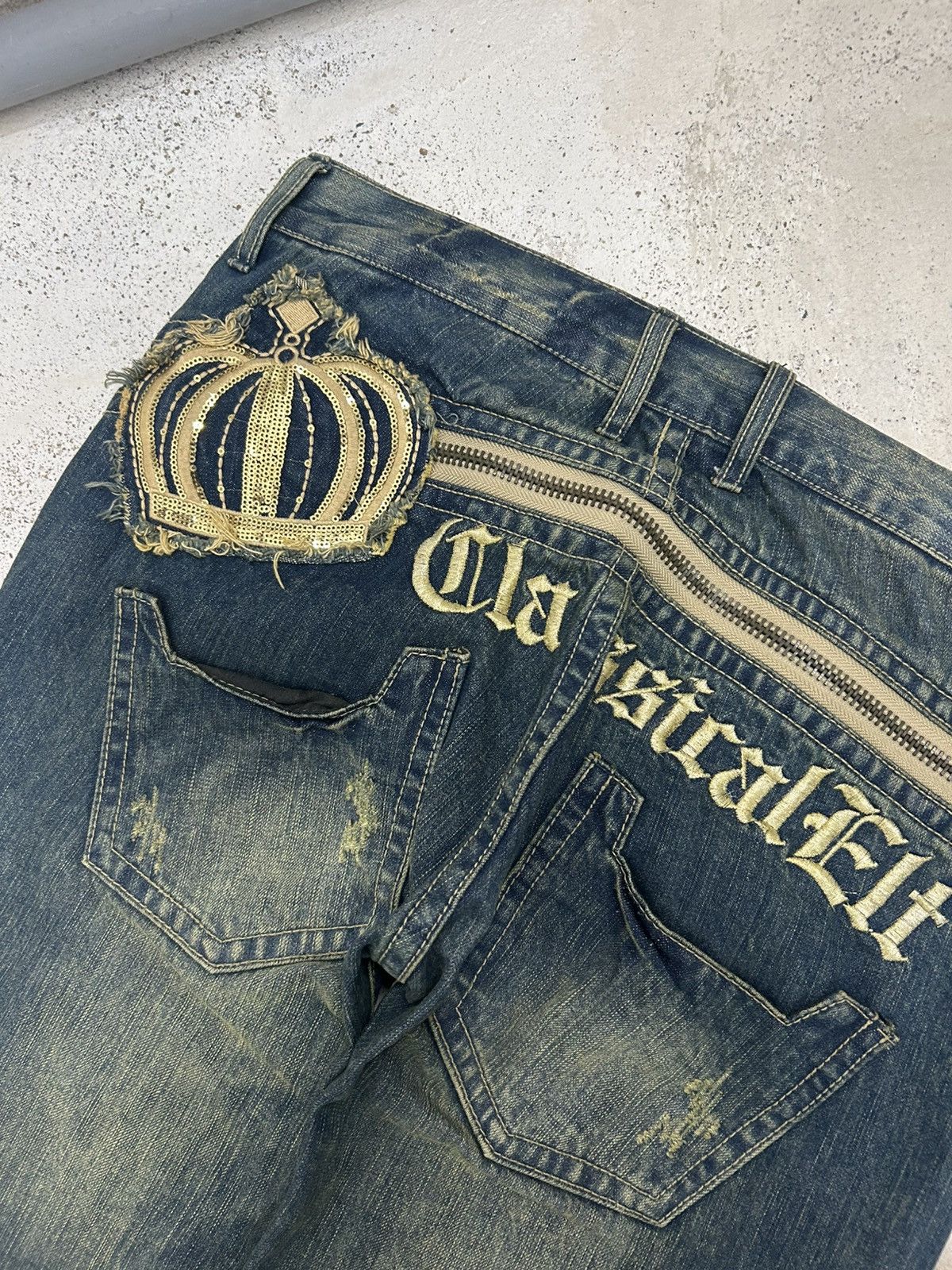 20471120 Embroidered Jeans Baggy with Patches Mud Washed Size US 32 / EU 48 - 11 Thumbnail