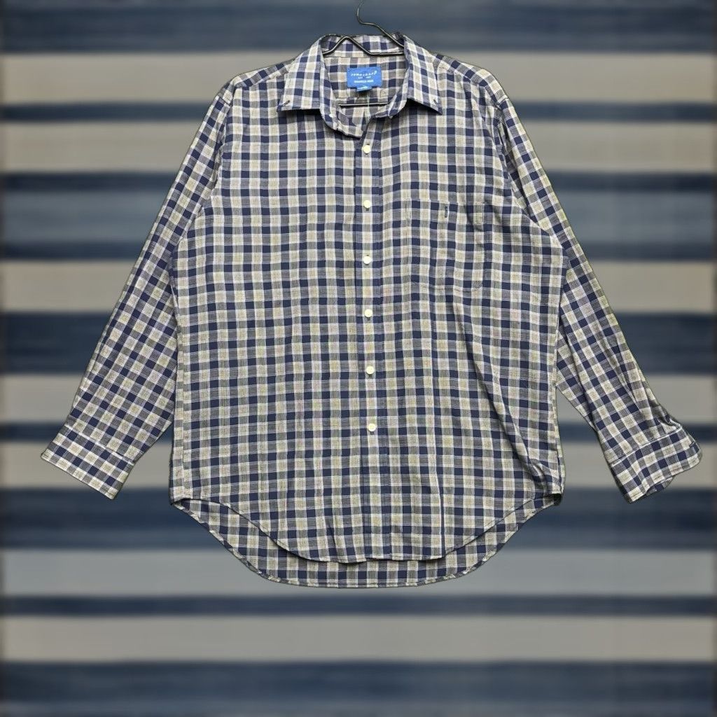 Vintage Towncraft Shirt Mens Large Wrinkle Free Plaid Lightweight Long Sleeve Button Up Size US L / EU 52-54 / 3 - 1 Thumbnail