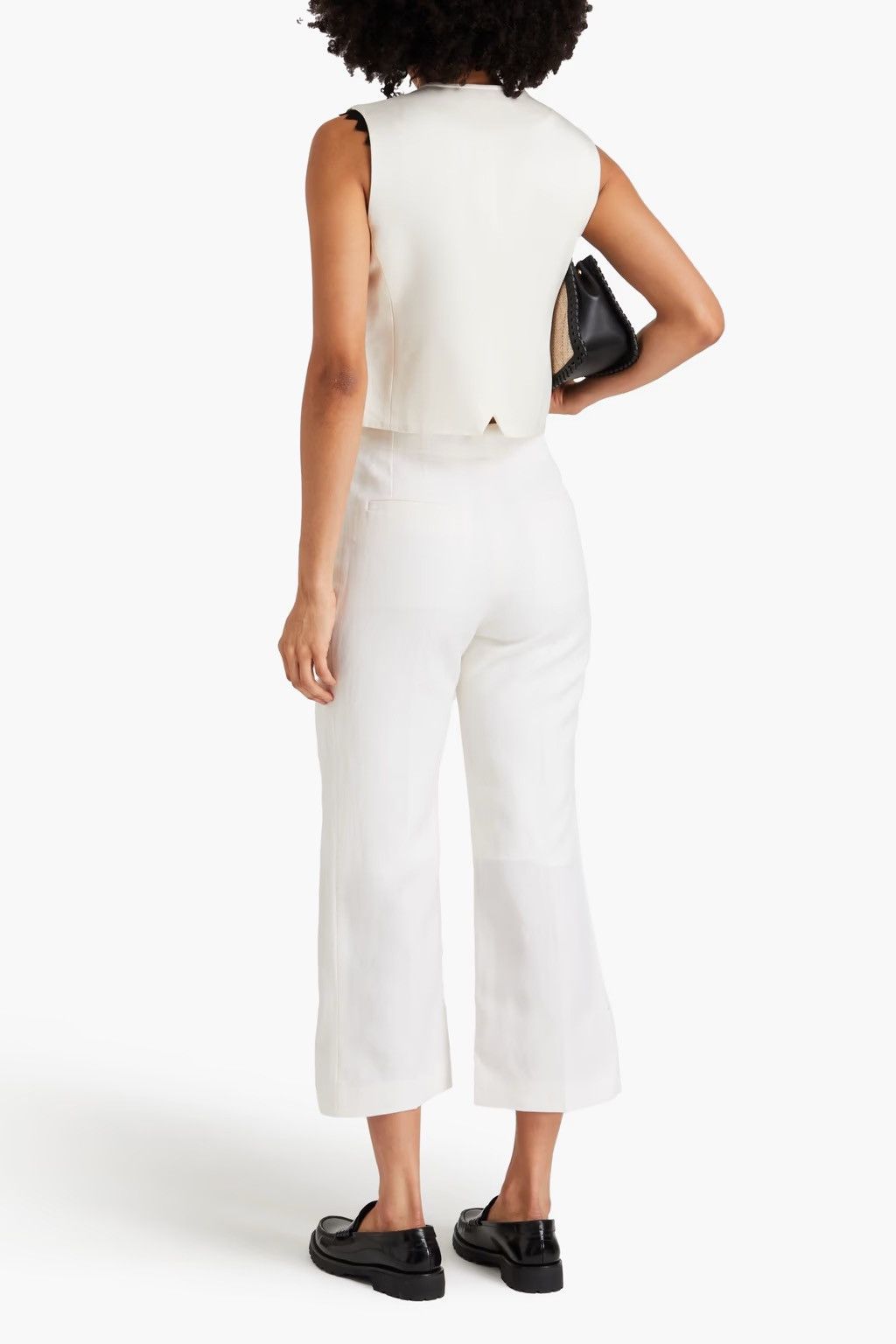 Chloe Chloé Cropped Wool Linen Blend Flared Palazzo Wide Leg Pant Size 28" / US 6 / IT 42 - 2 Thumbnail