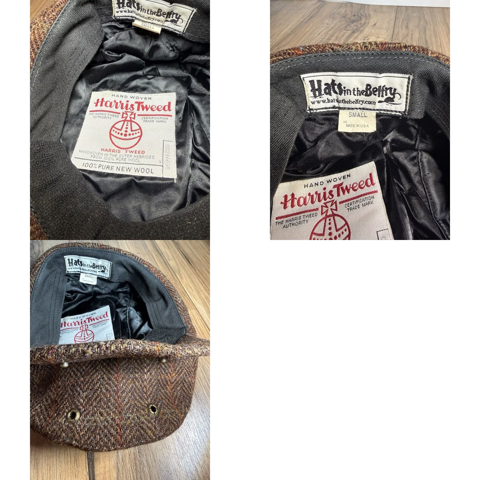 Harris Tweed VINTAGE Harris Tweed Newsboy Flat Cap Hat Brown Small Adult Handwoven Pure Wool Herringbone Retro Silk Lined Size ONE SIZE - 8 Thumbnail