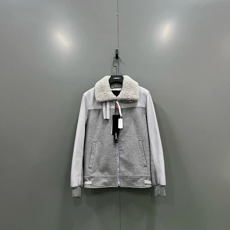 Givenchy Givenchy Gray Fur-collared Jacket with Leather Patchwork Size US S / EU 44-46 / 1 - 1 Thumbnail