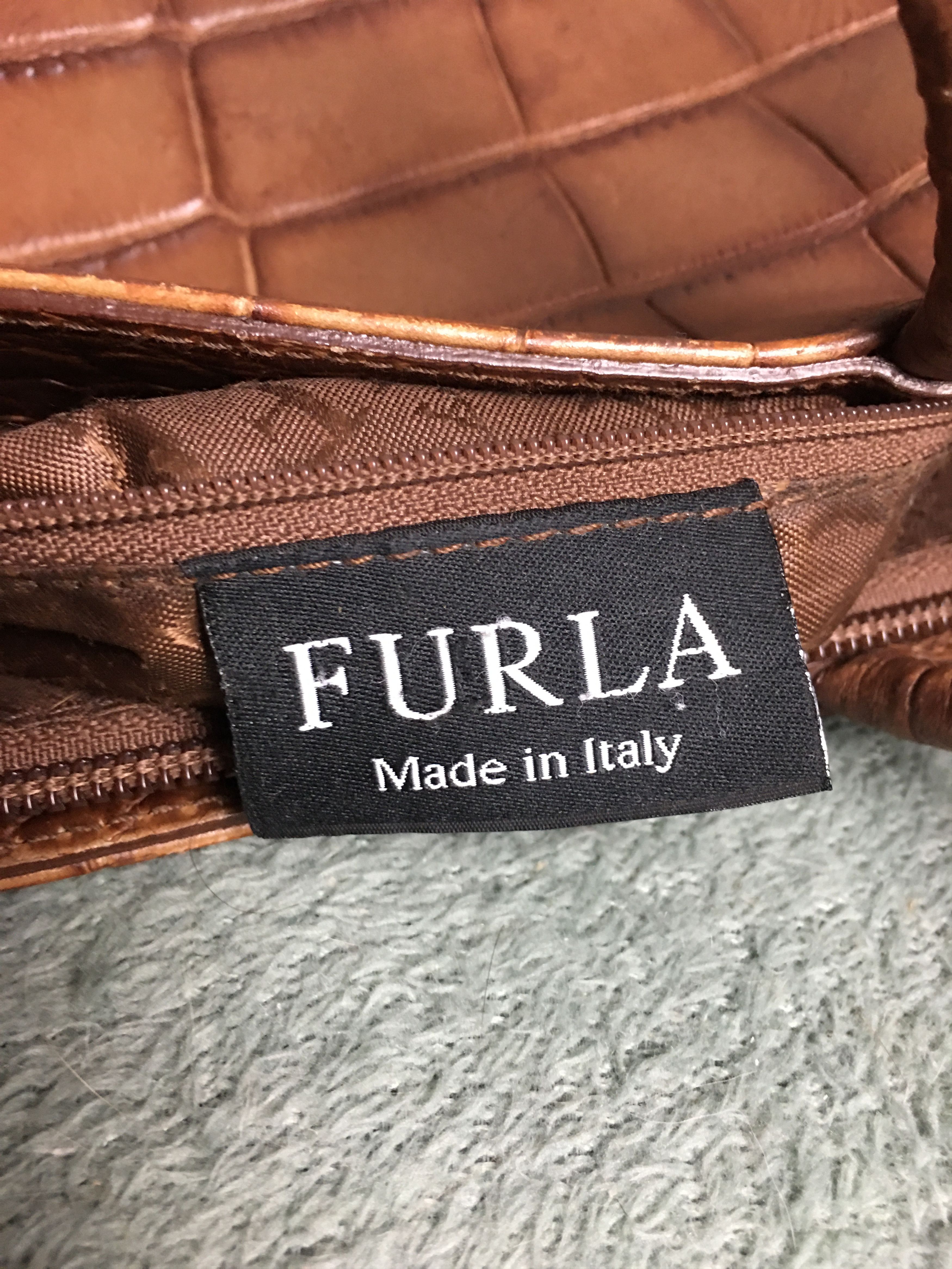 Furla Furla Leather Croco Embossed Brown Tote Bag Size ONE SIZE - 14 Thumbnail