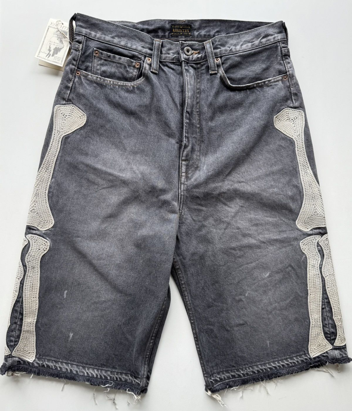 Kapital Kountry Bone Denim Shorts Washed Black Sz. 32