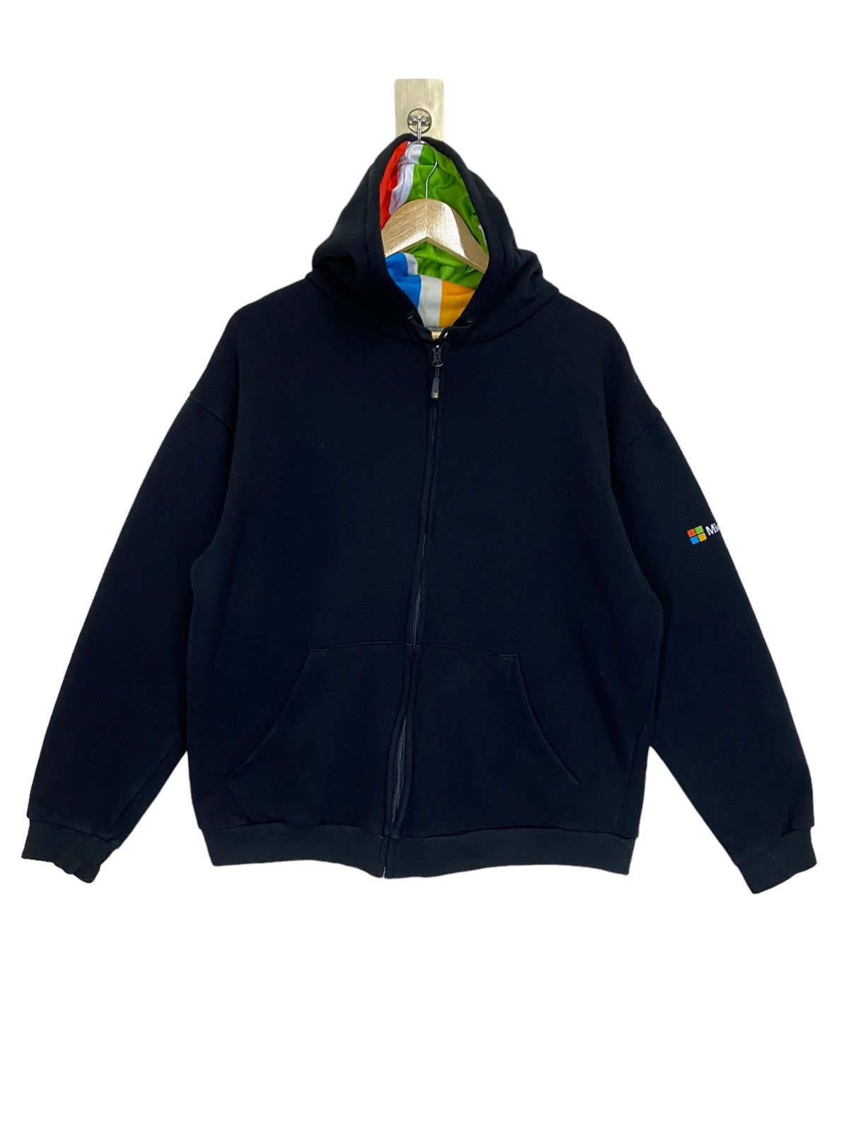 image of Archival Clothing x Microsoft Small Logo Hoodies Baggy Size M in Black, Men's